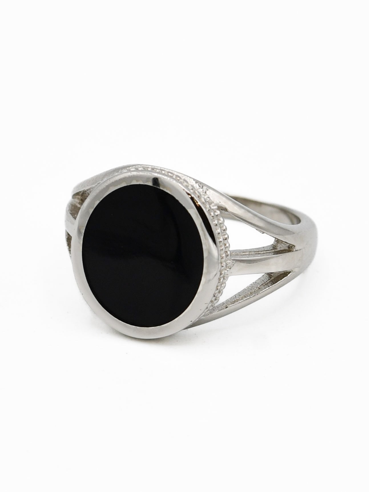 Silver Black Stone Ring - Roop Darshan