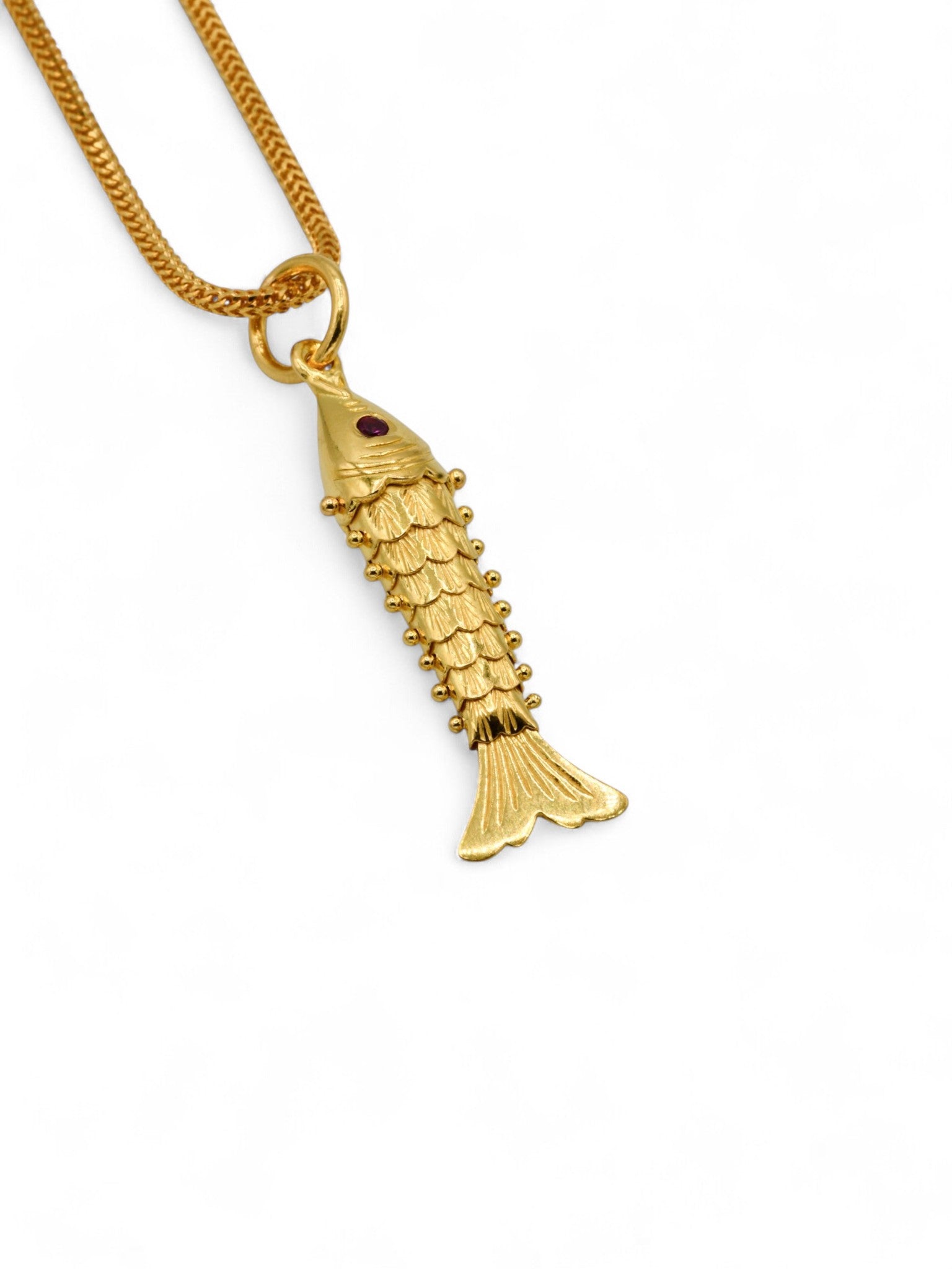 22ct Gold Pink CZ Fish Pendant