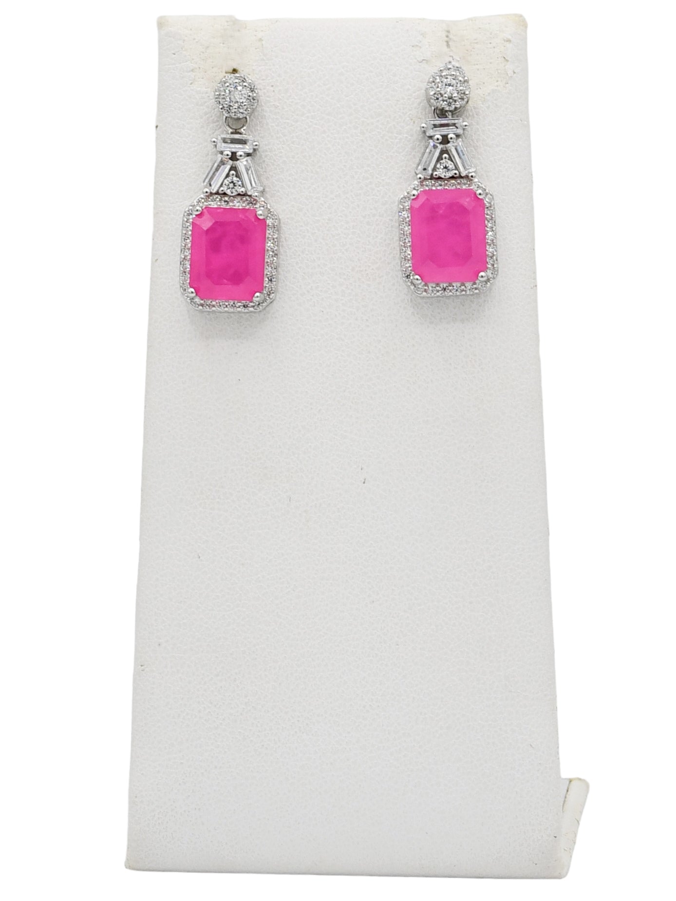 Silver CZ Necklace Set - Roop Darshan