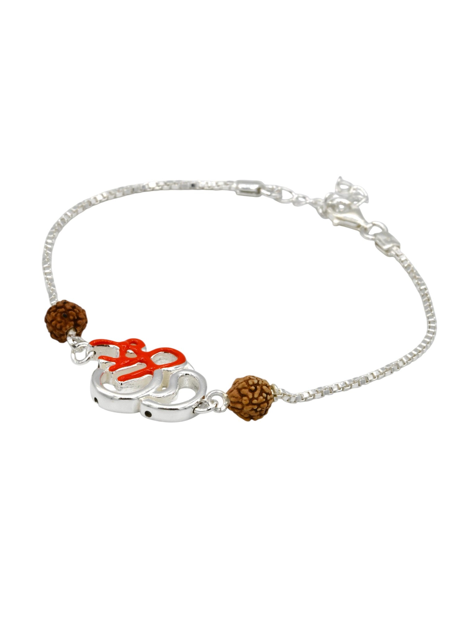 Silver Shree Om Rudraksh Rakhi Bracelet - Roop Darshan