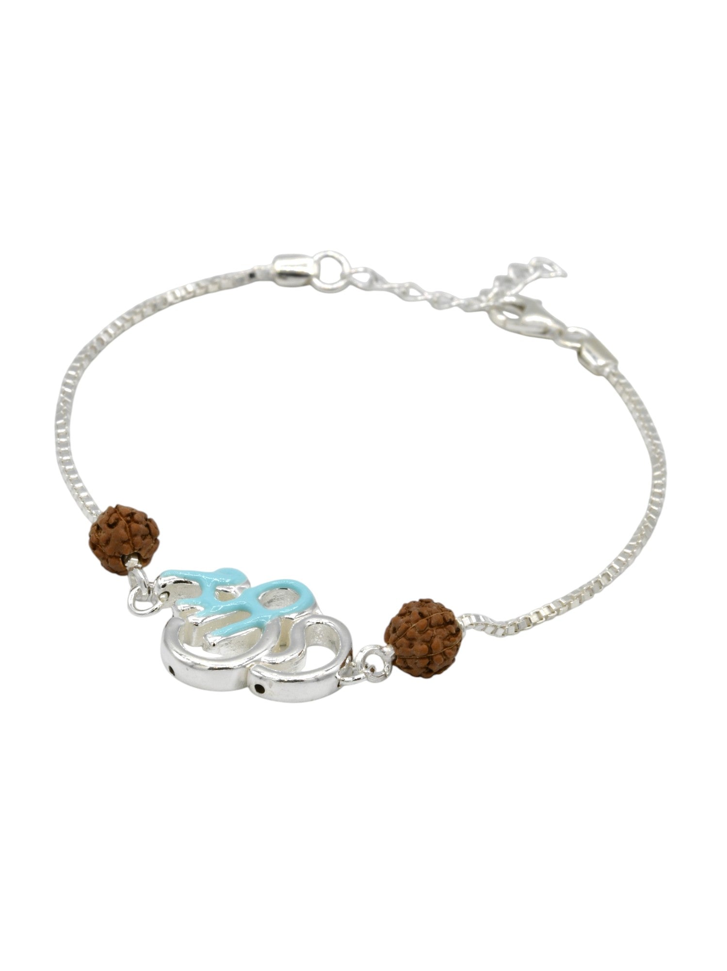 Silver Shree Om Rudraksh Rakhi Bracelet - Roop Darshan