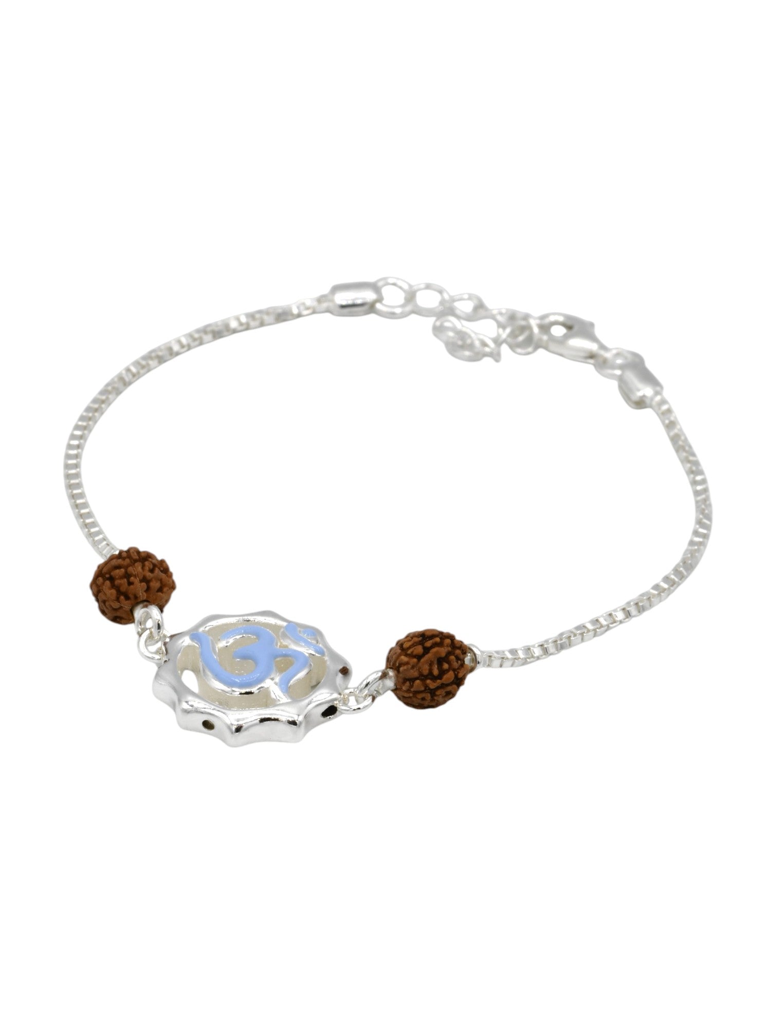 Silver Om Rudraksh Rakhi Bracelet - Roop Darshan