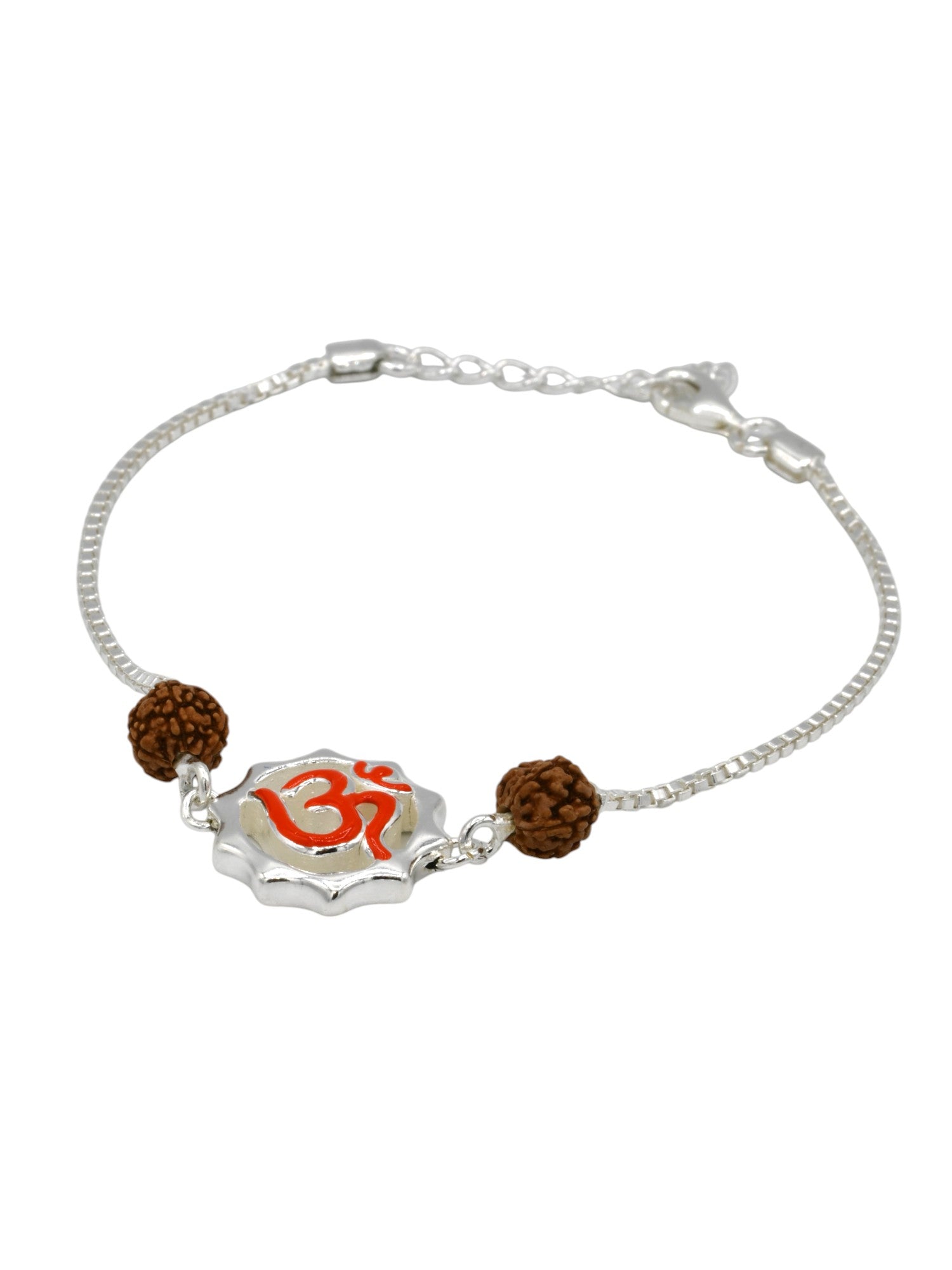 Silver Om Rudraksh Rakhi Bracelet - Roop Darshan
