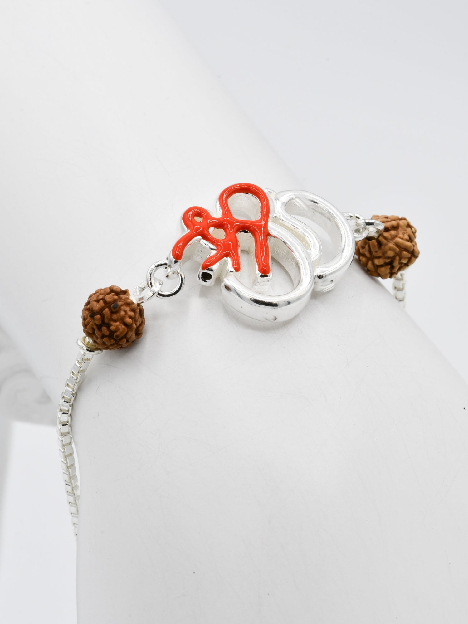 Silver Shree Om Rudraksh Rakhi Bracelet - Roop Darshan