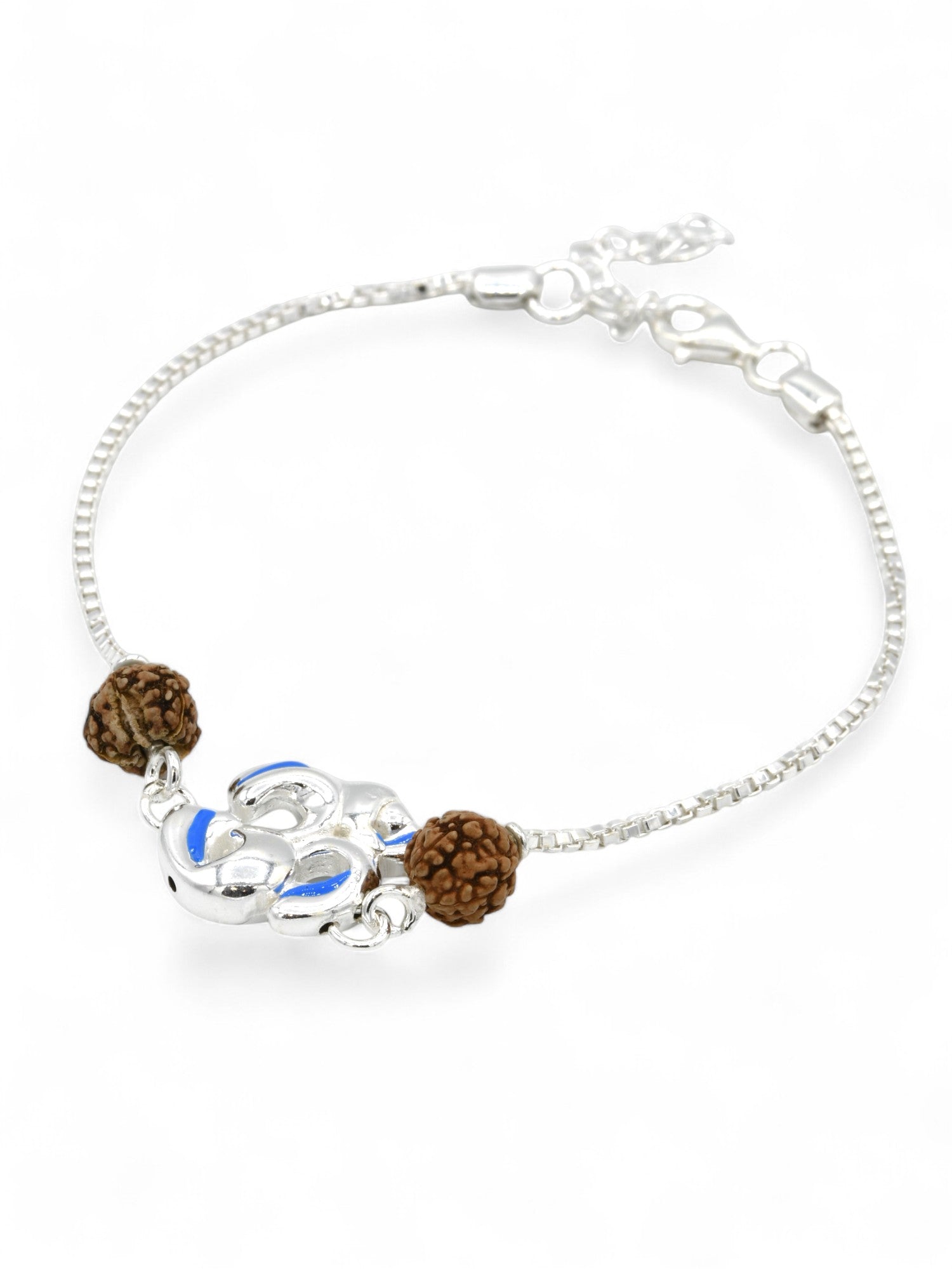 Silver Om Rudraksh Rakhi Bracelet - Roop Darshan