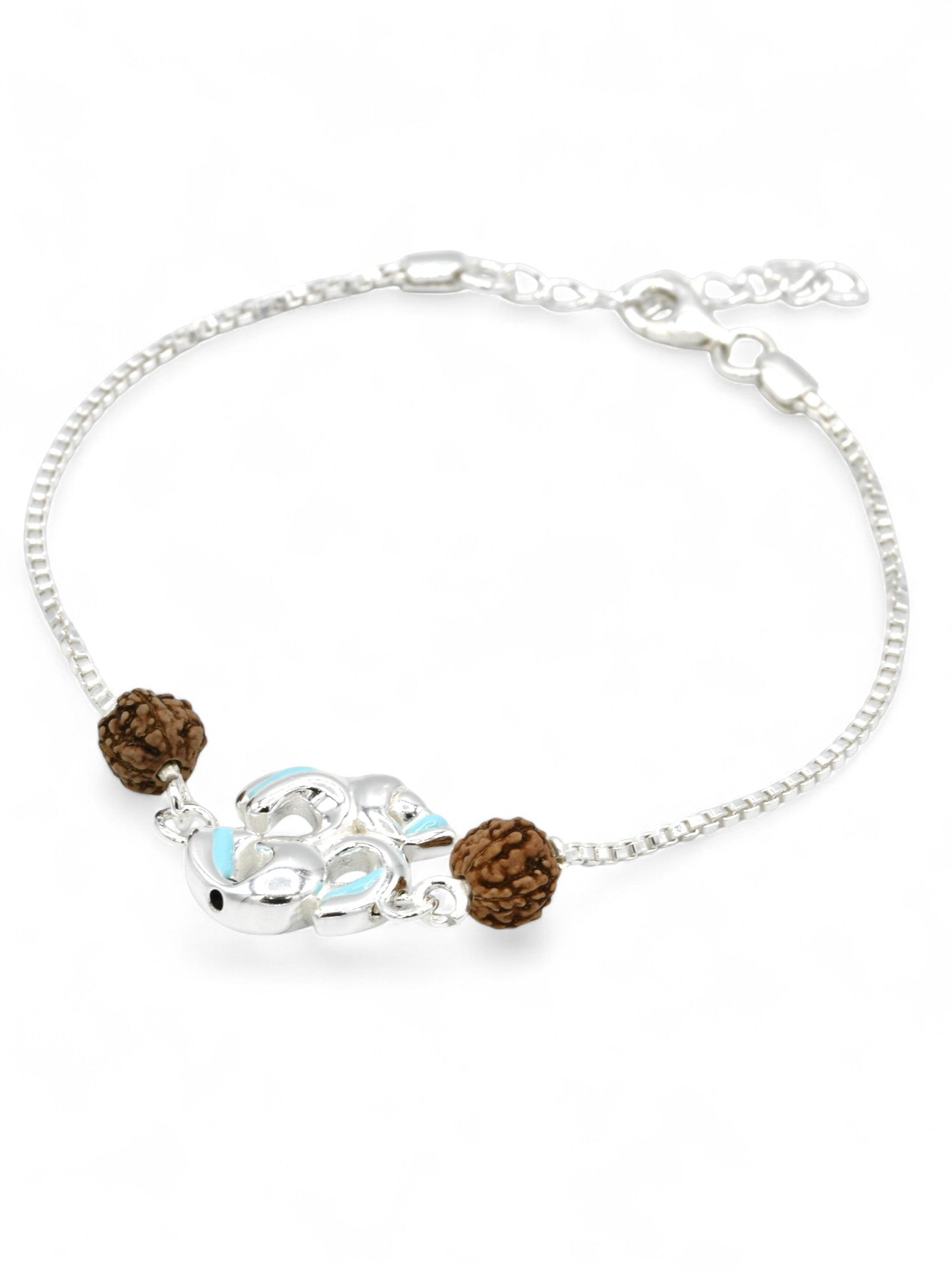 Silver Om Rudraksh Rakhi Bracelet - Roop Darshan