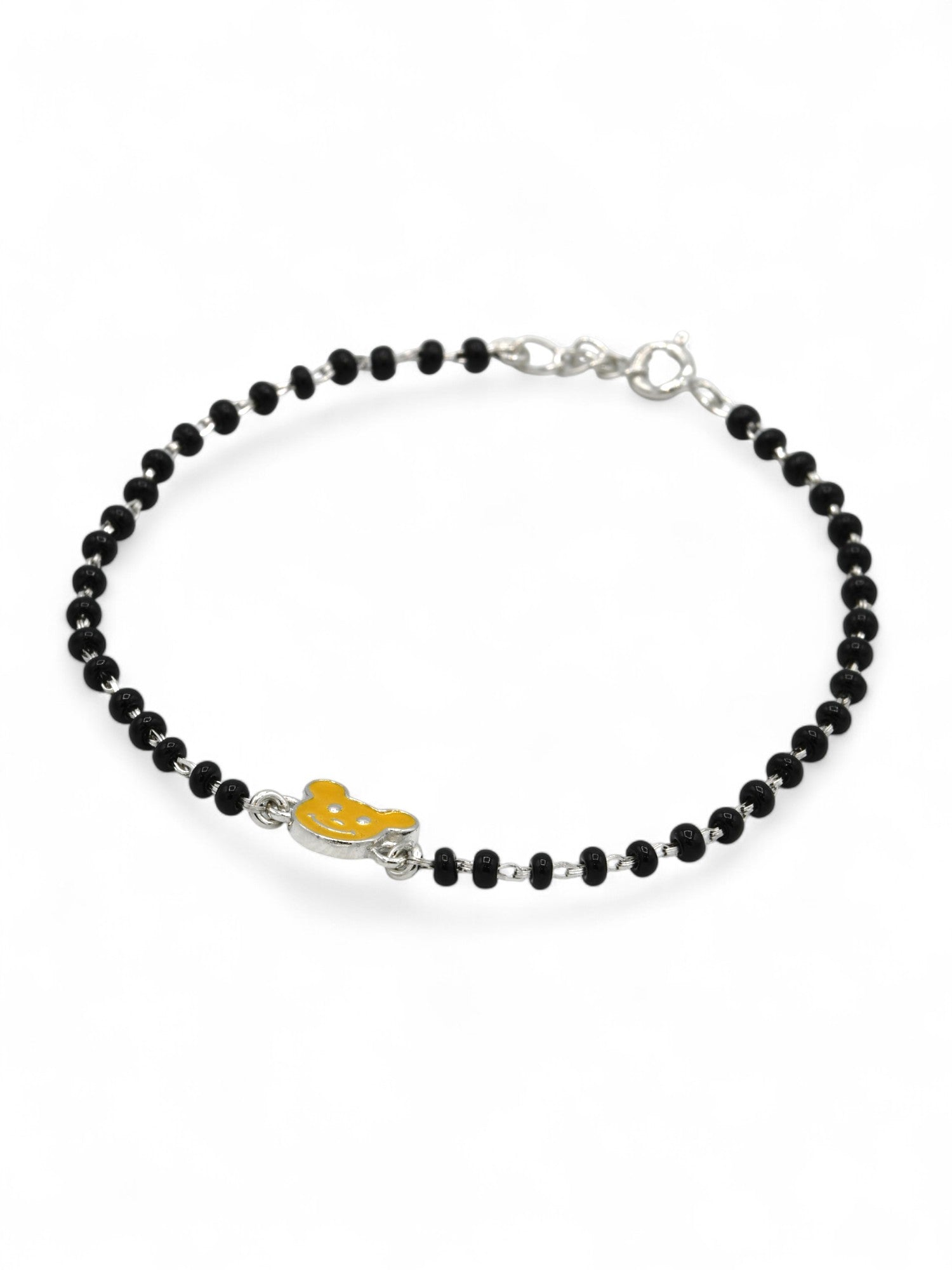 Silver Black Beads Bracelet - Roop Darshan