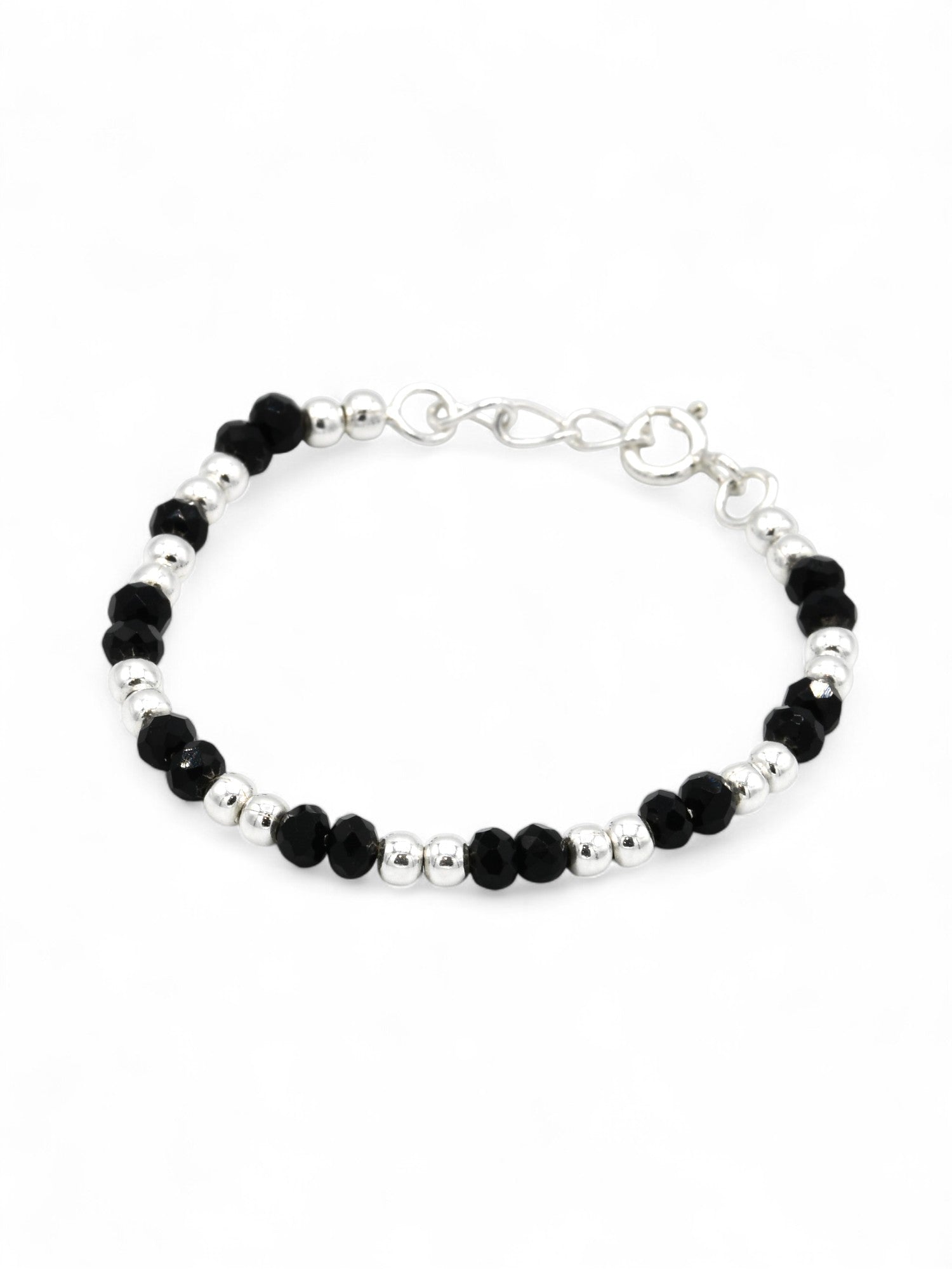 Sterling Silver Black Beads Baby Bracelet - Roop Darshan