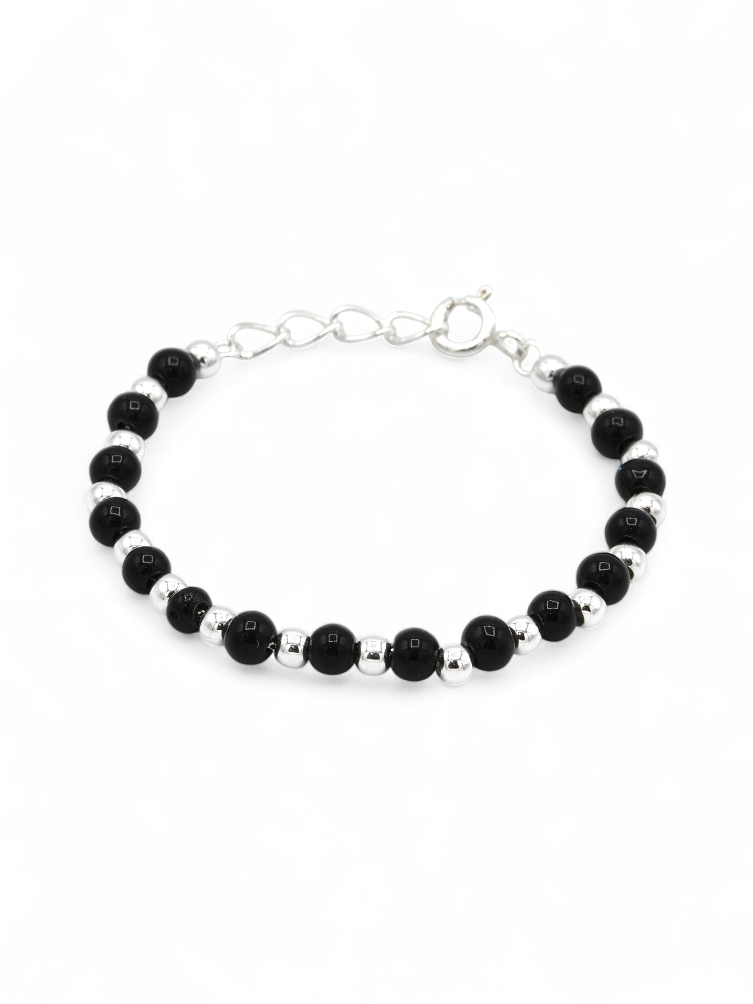Sterling Silver Black Beads Baby Bracelet - Roop Darshan