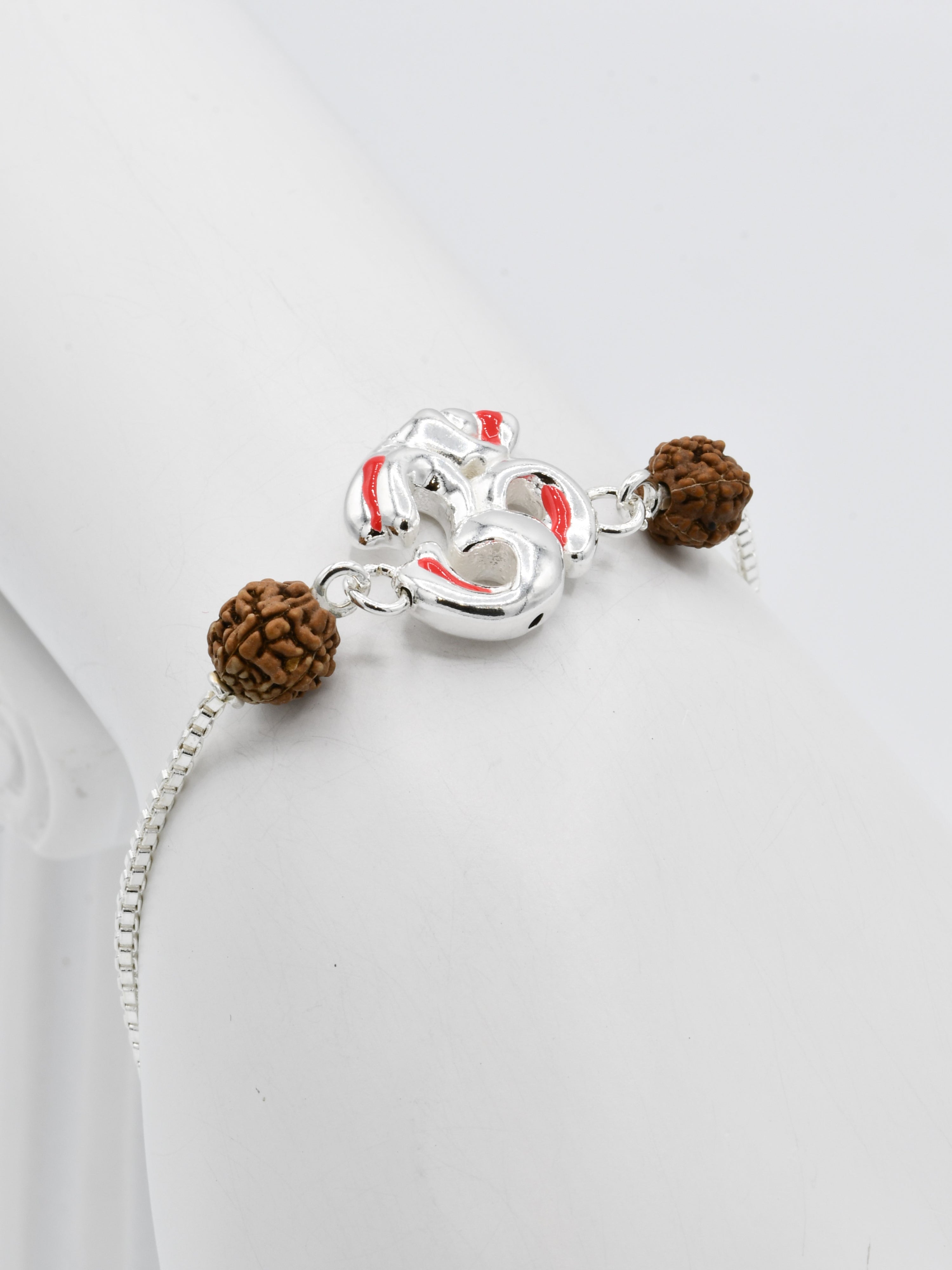 Silver Om Rudraksh Rakhi Bracelet - Roop Darshan