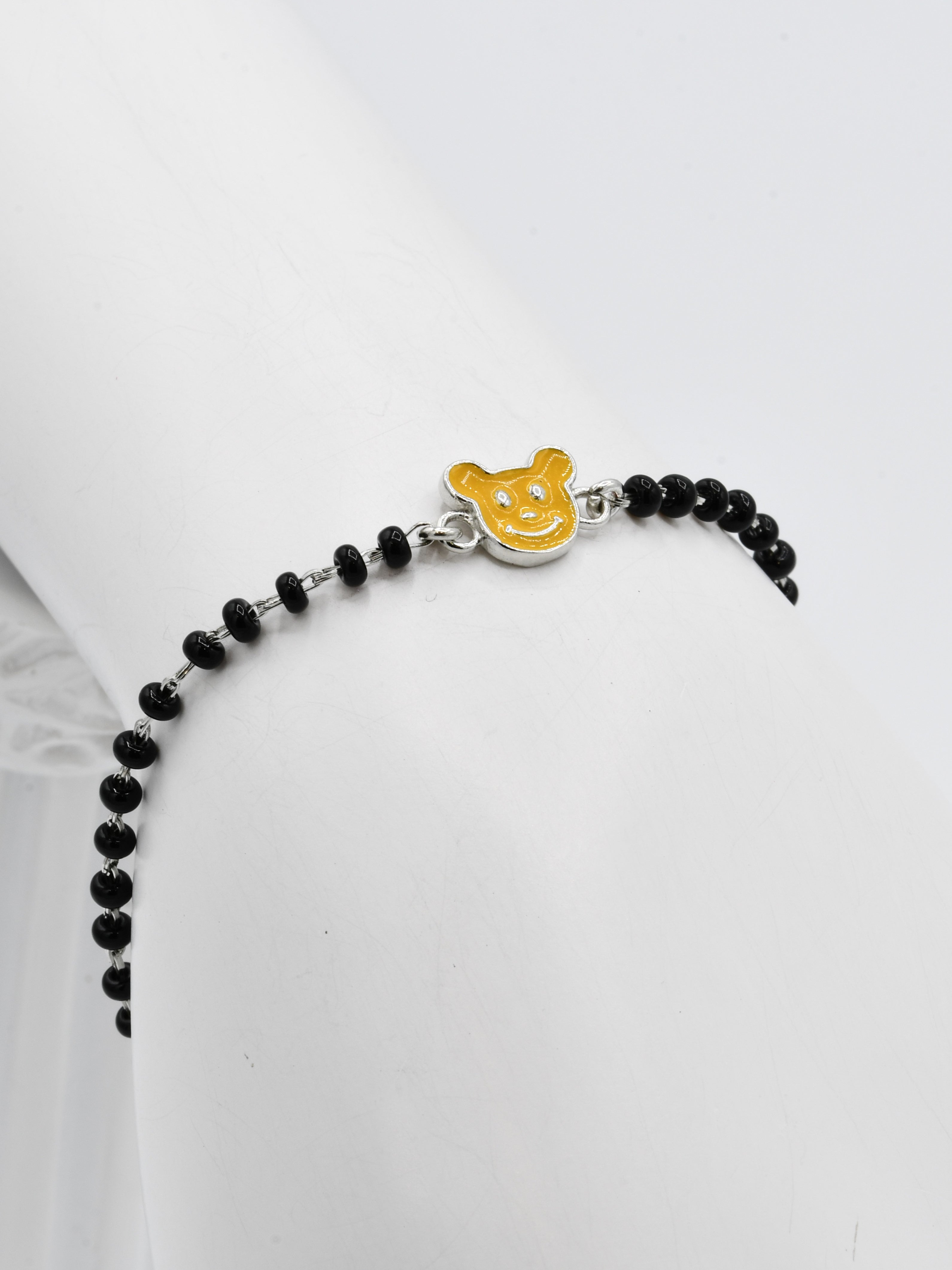 Silver Black Beads Bracelet