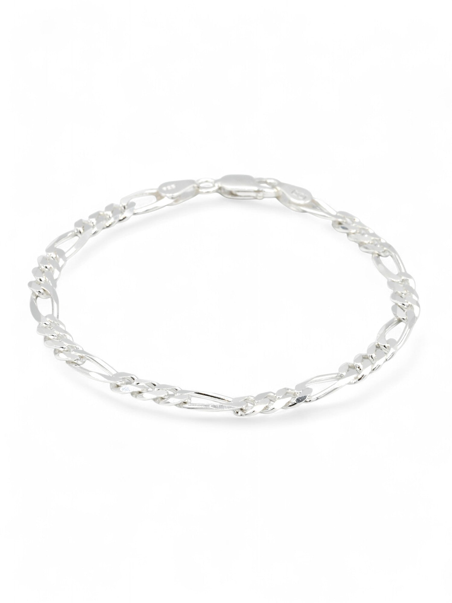 Silver Figaro Mens Bracelet - Roop Darshan