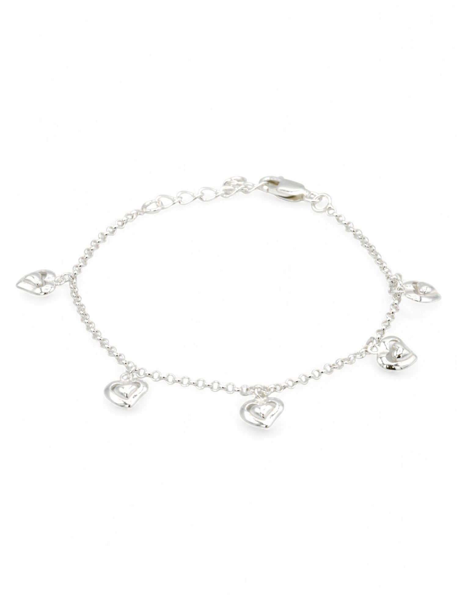 Silver Heart Charms Ladies Bracelet