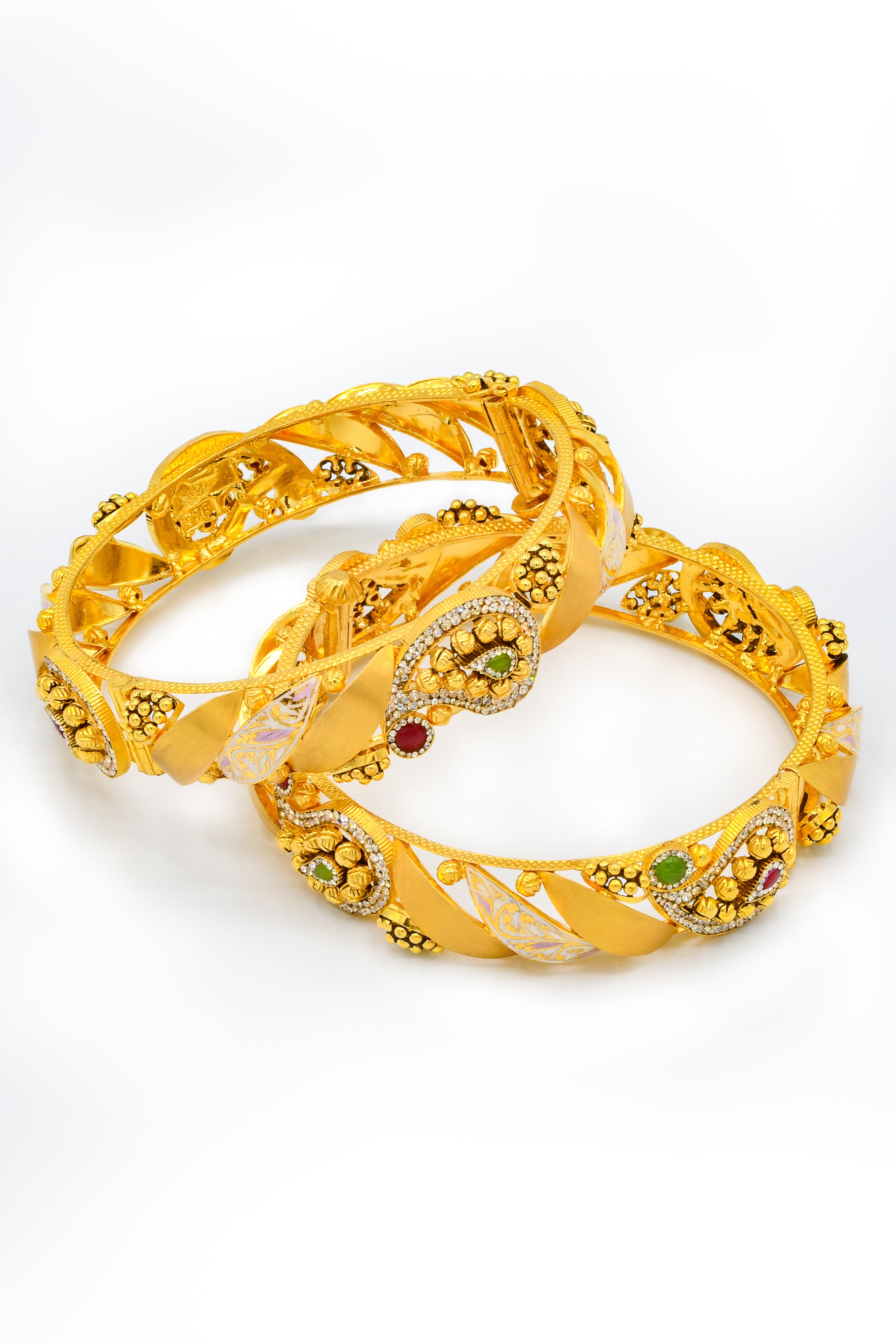 22ct Antique Gold 2 Piece Bangle - Roop Darshan