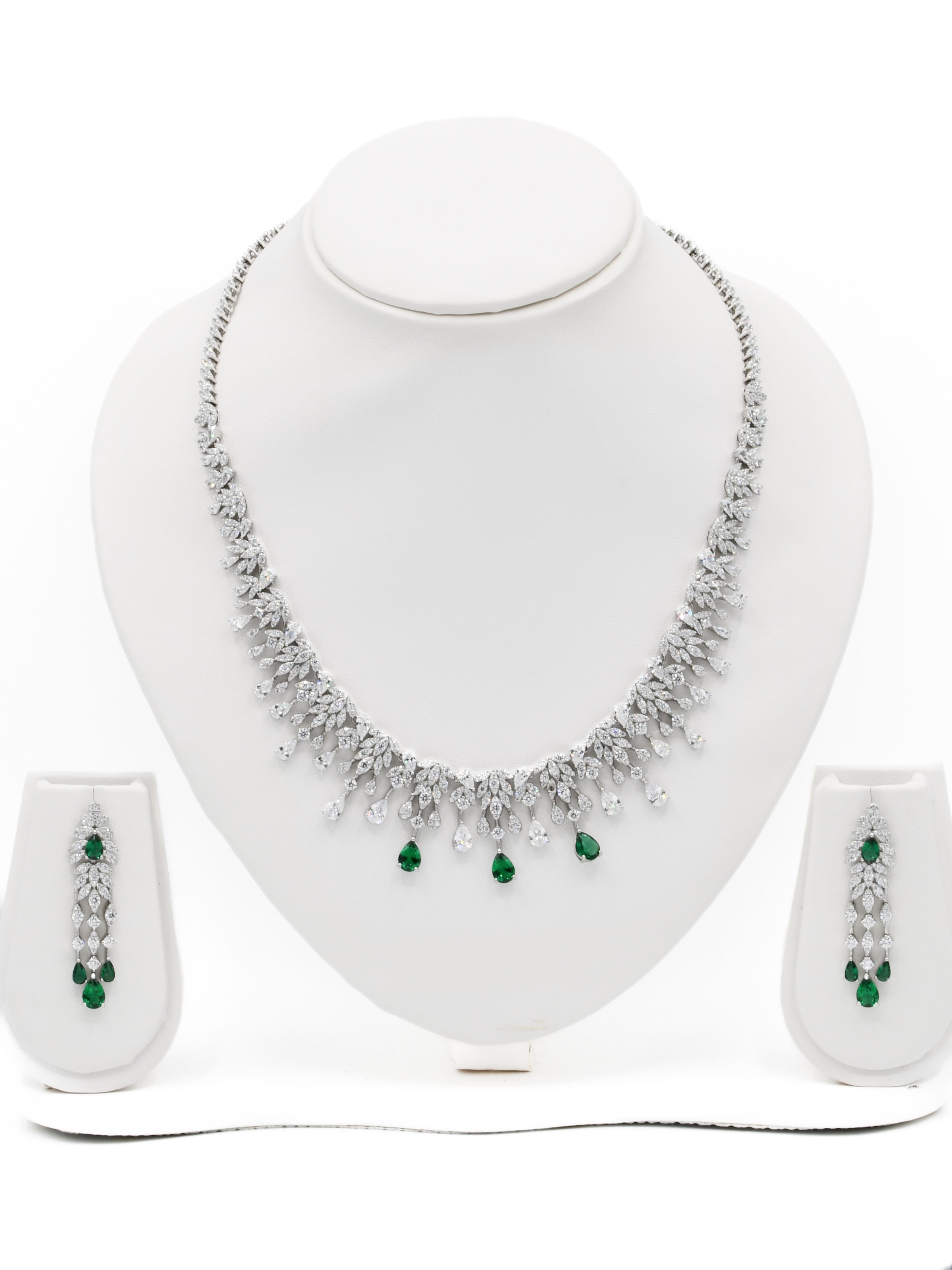 Silver CZ Necklace Set