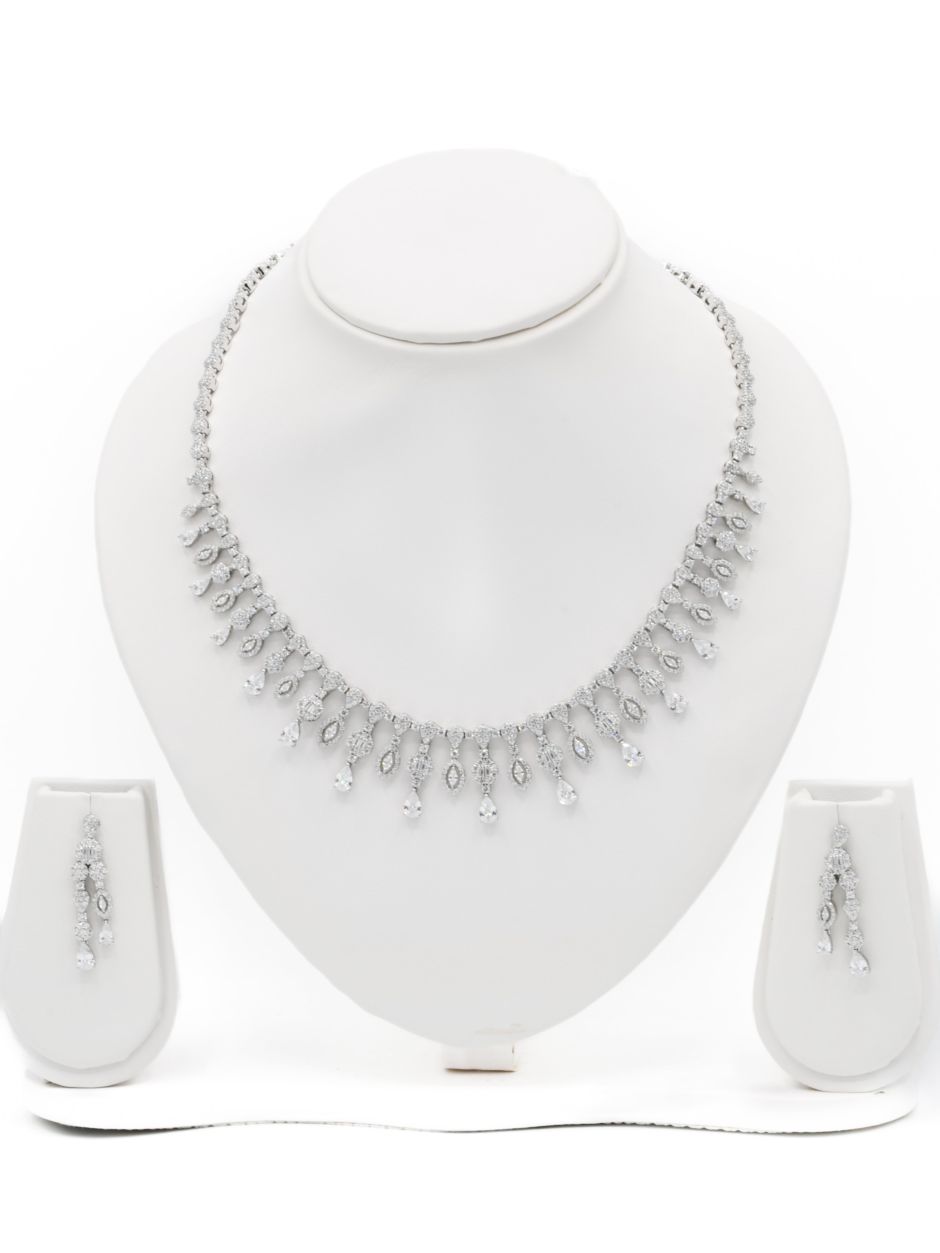 Silver CZ Necklace Set