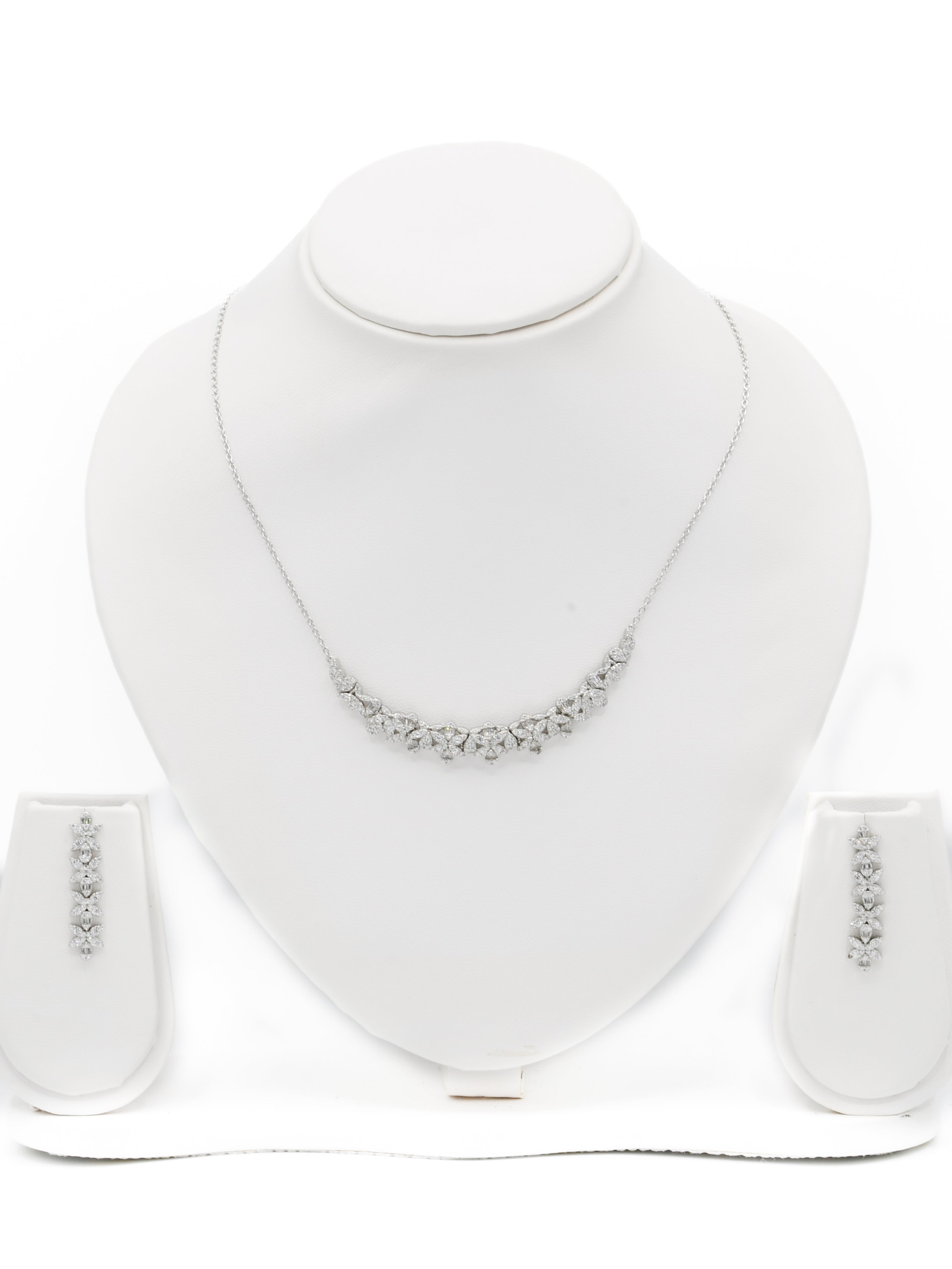 Silver CZ Necklace Set - Roop Darshan