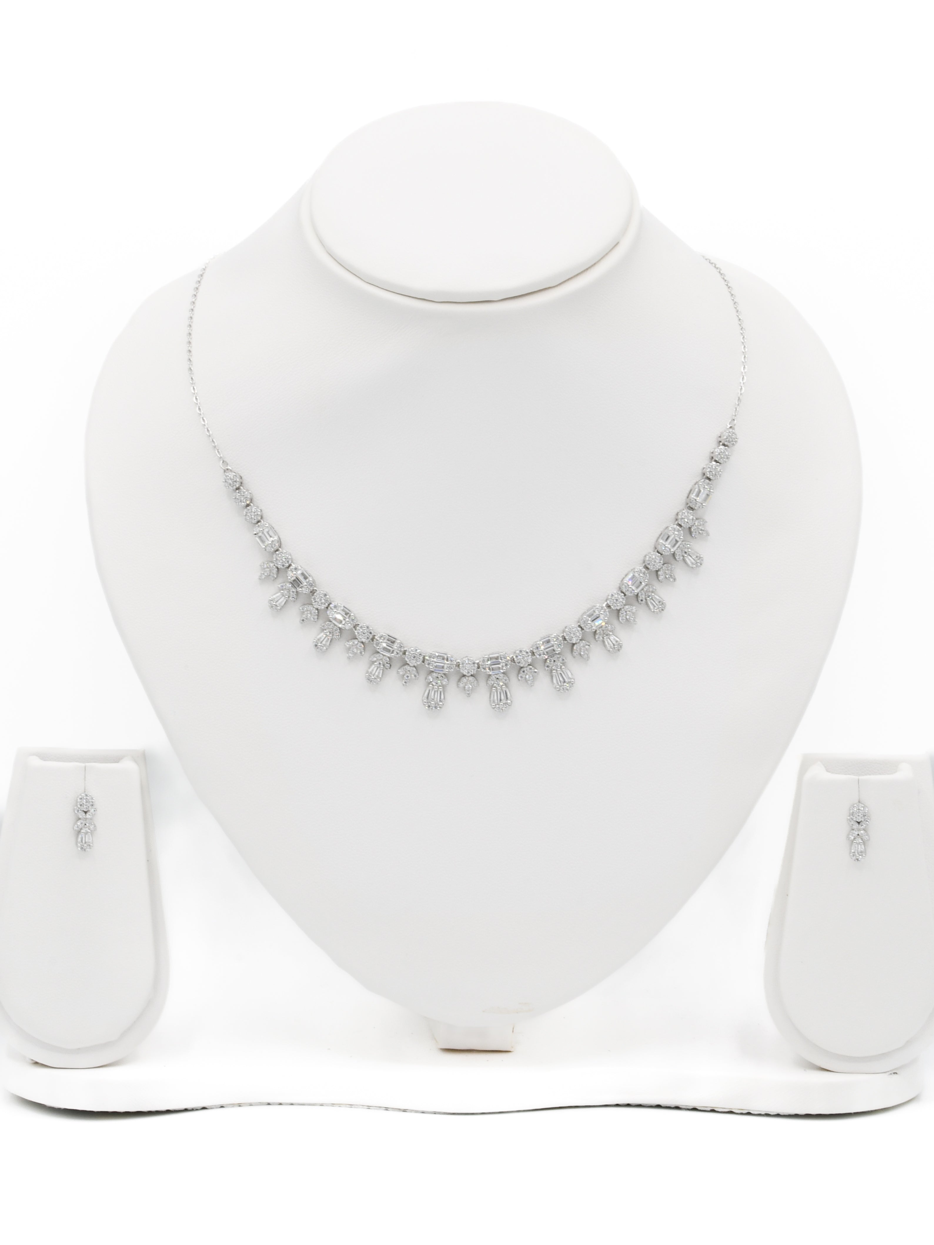 Silver CZ Necklace Set