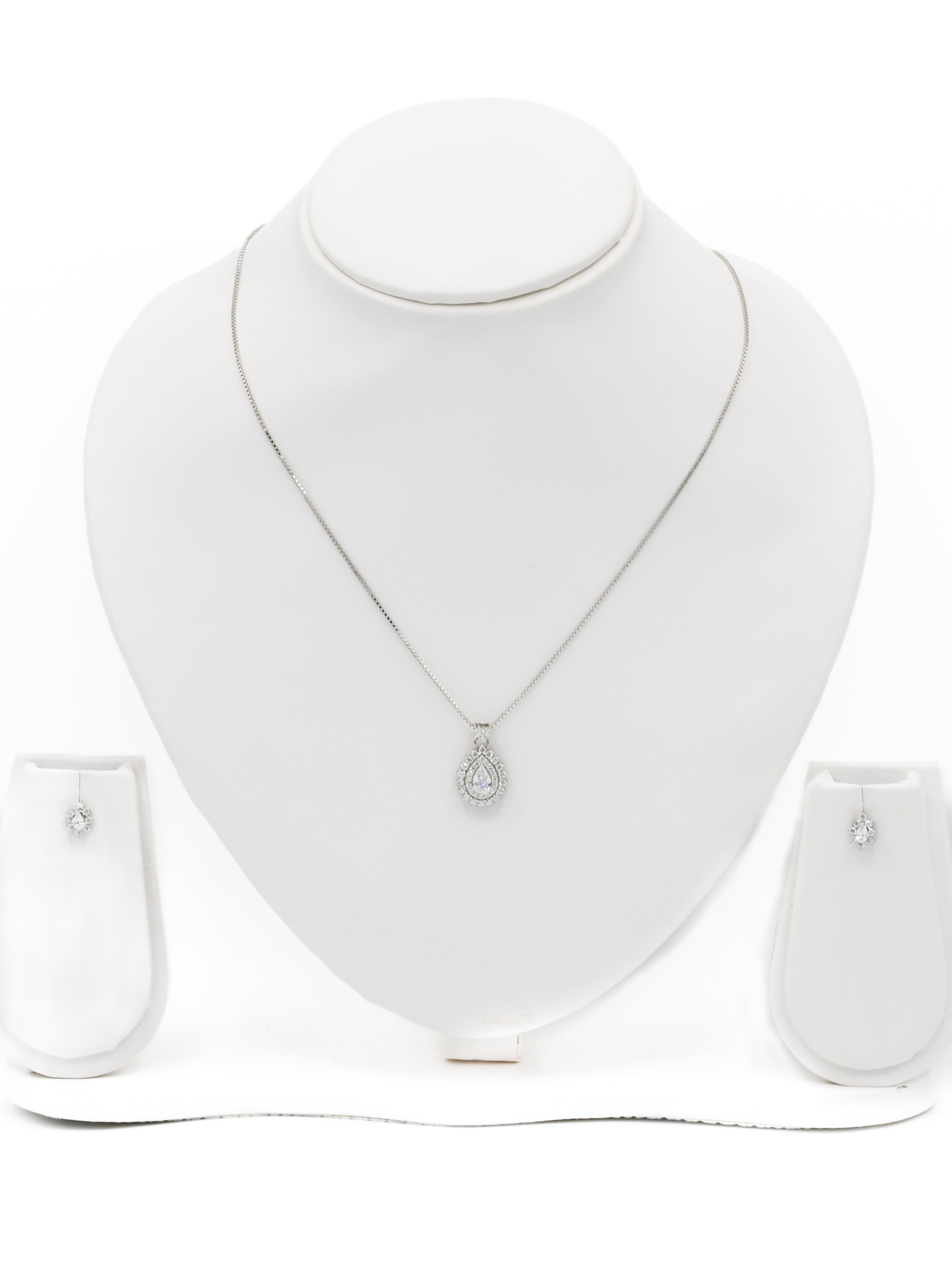 Sterling Silver CZ Necklace Set