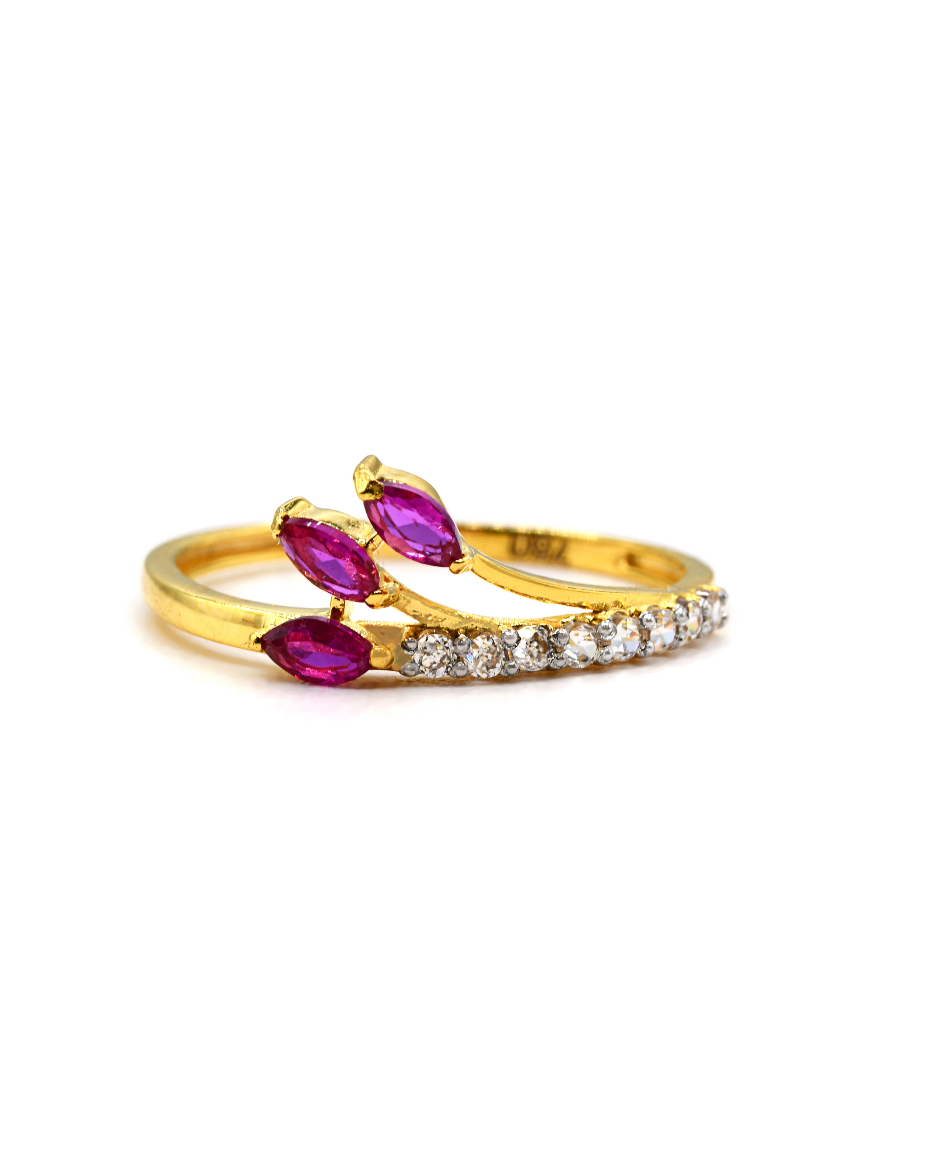18ct Gold Pink CZ Ladies Ring 1.23 GMS - Roop Darshan
