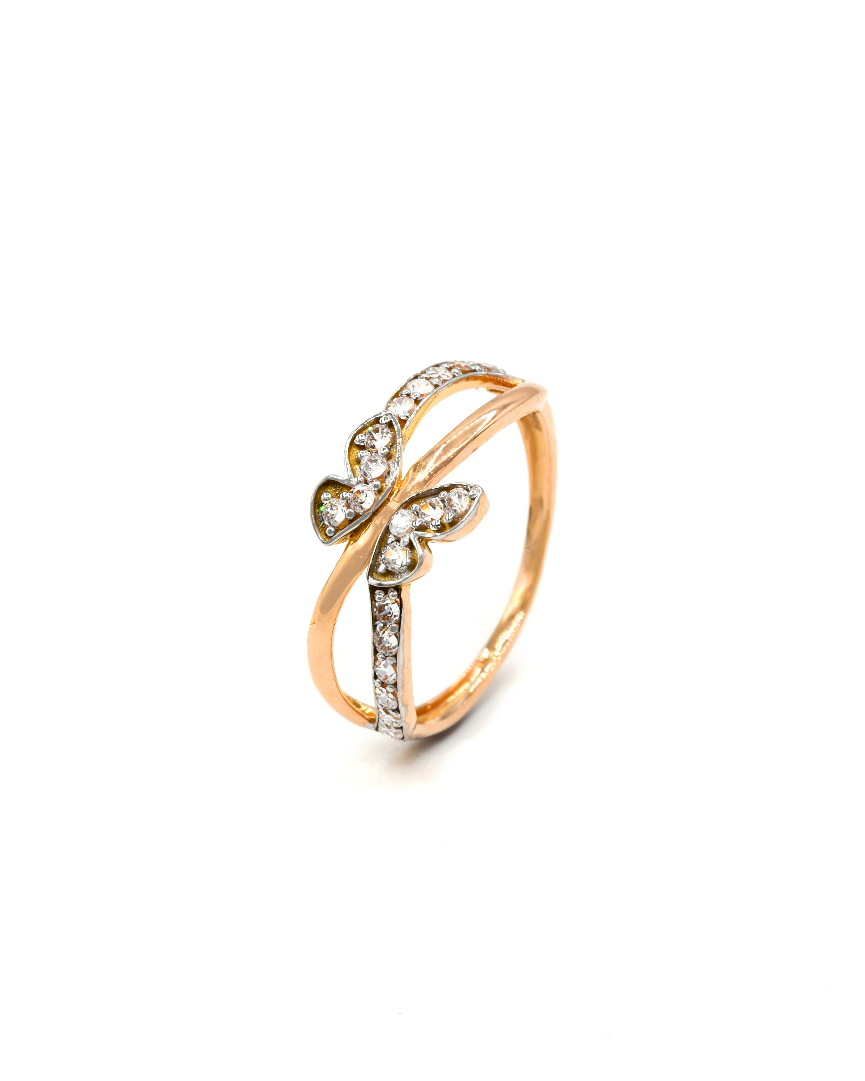 18ct Rose Gold CZ Butterfly Ladies Ring 1.40 GMS - Roop Darshan