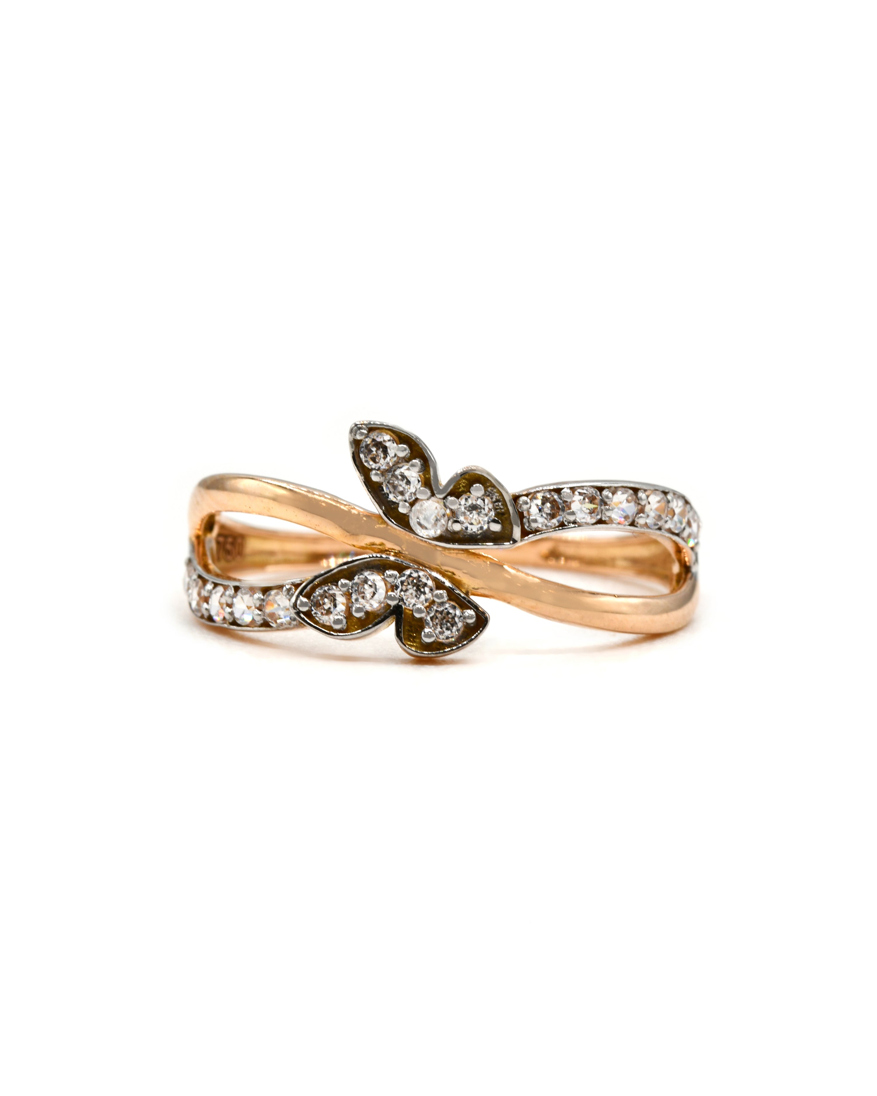 18ct Rose Gold CZ Butterfly Ladies Ring 1.40 GMS - Roop Darshan