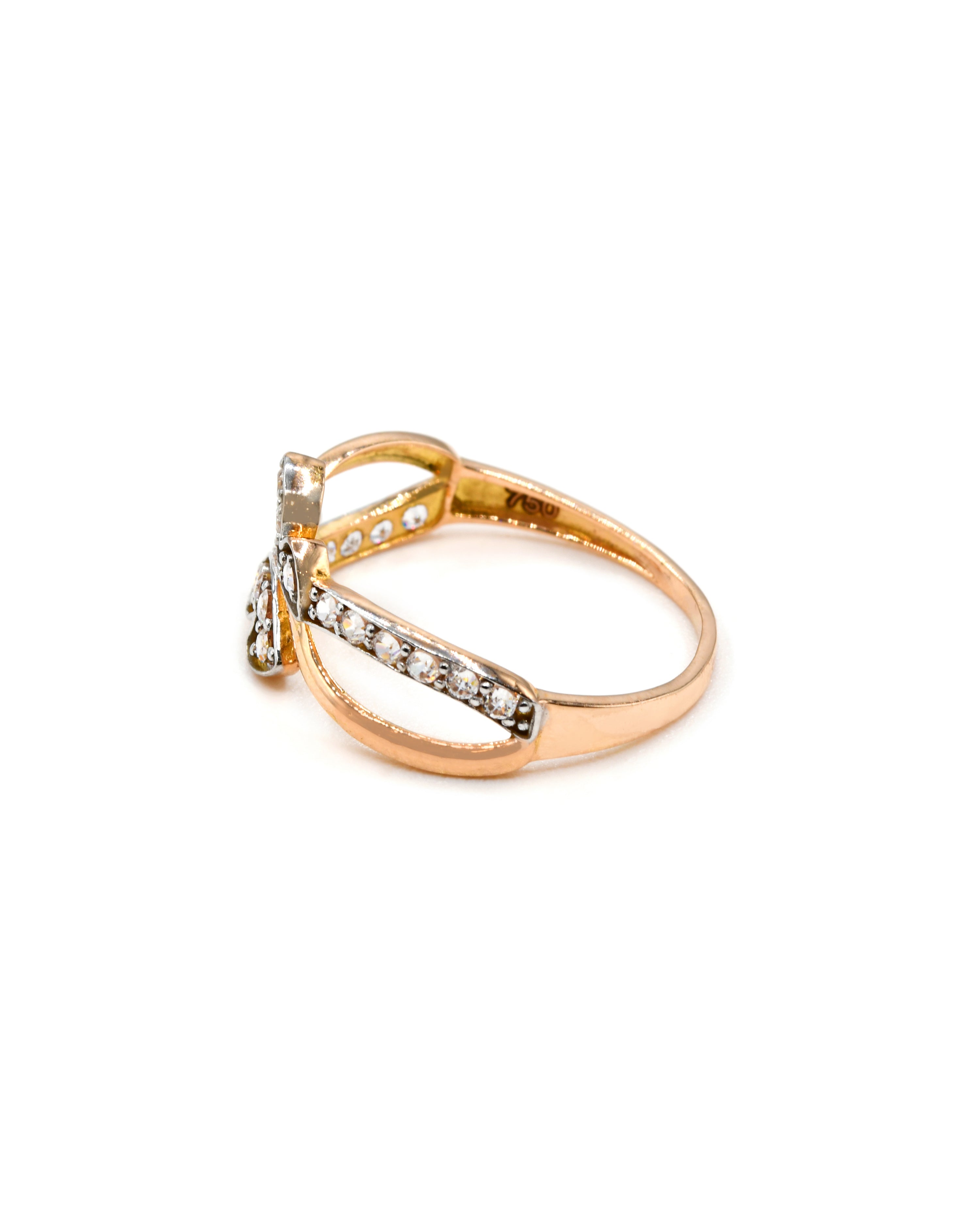 18ct Rose Gold CZ Butterfly Ladies Ring 1.40 GMS - Roop Darshan
