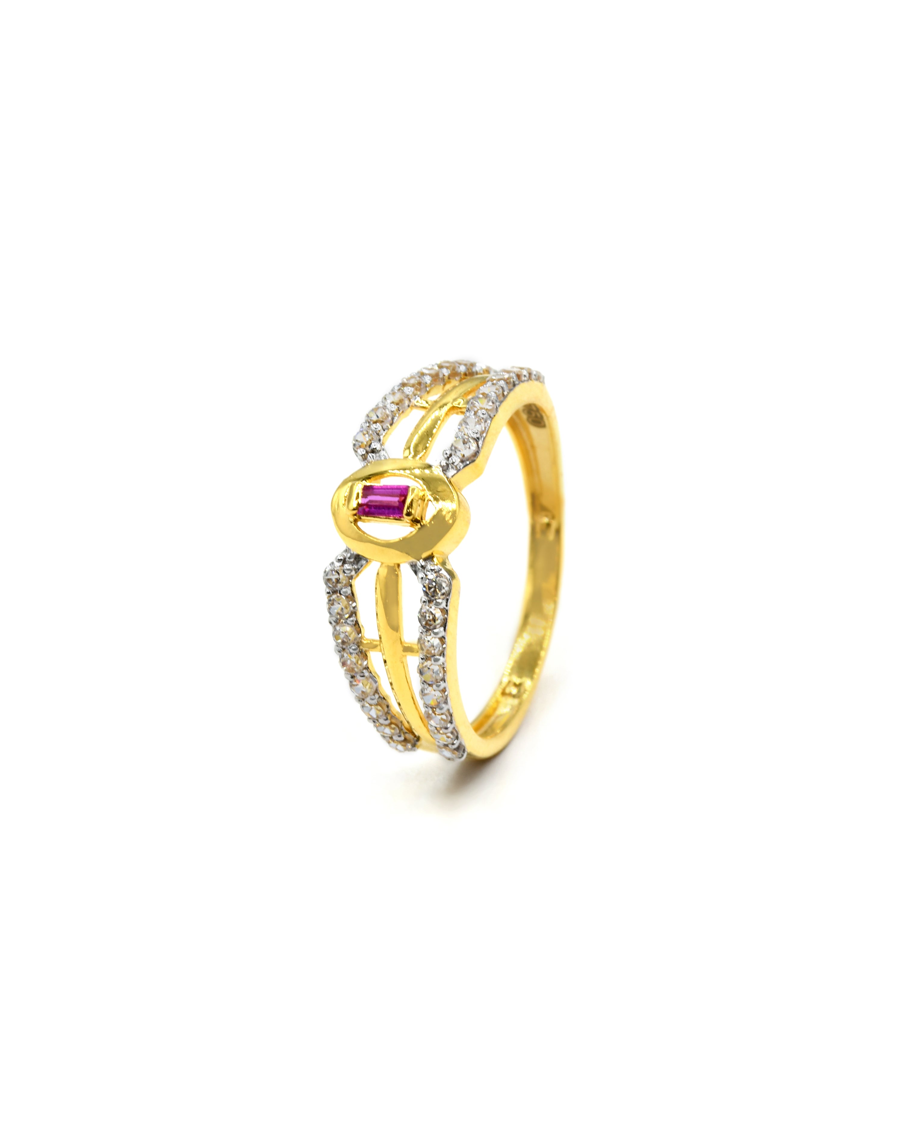 18ct Gold Pink CZ Ladies Ring 1.95 GMS - Roop Darshan