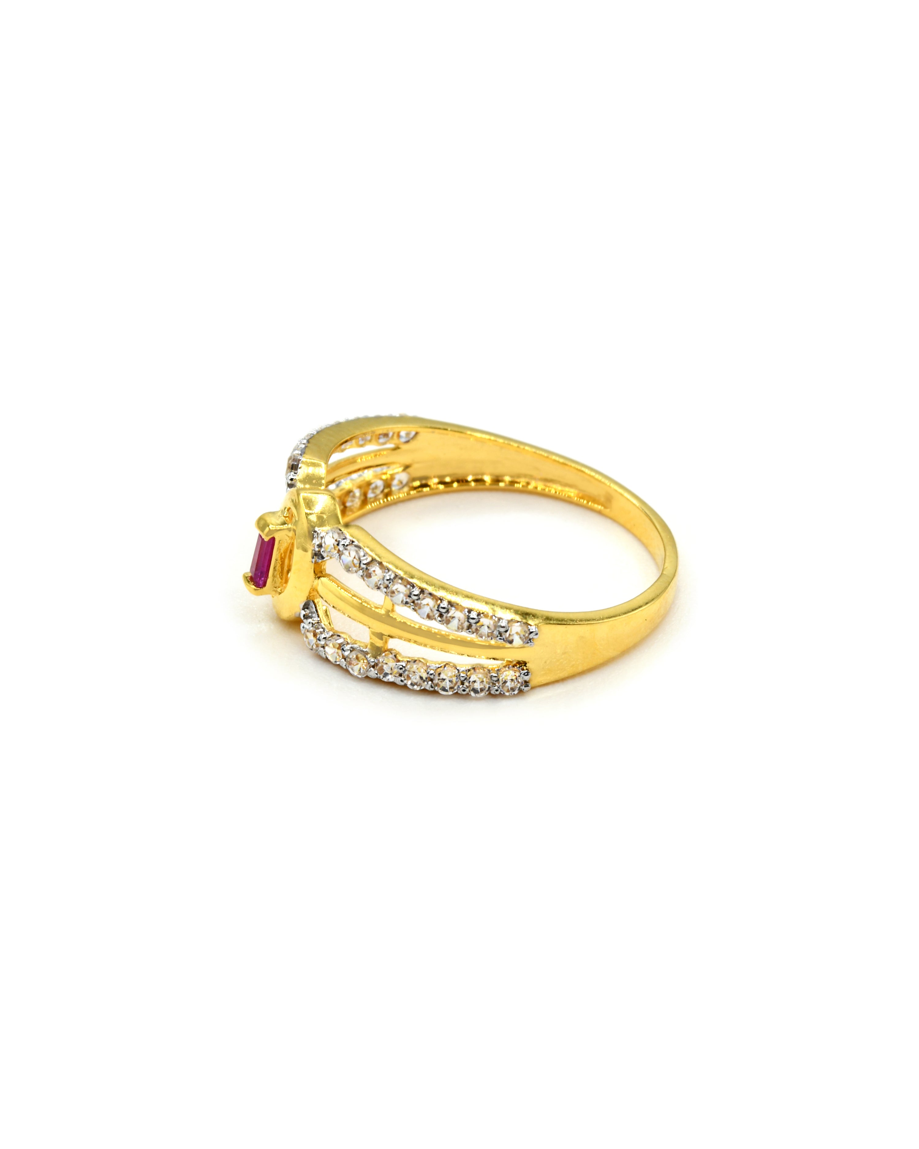 18ct Gold Pink CZ Ladies Ring 1.95 GMS - Roop Darshan