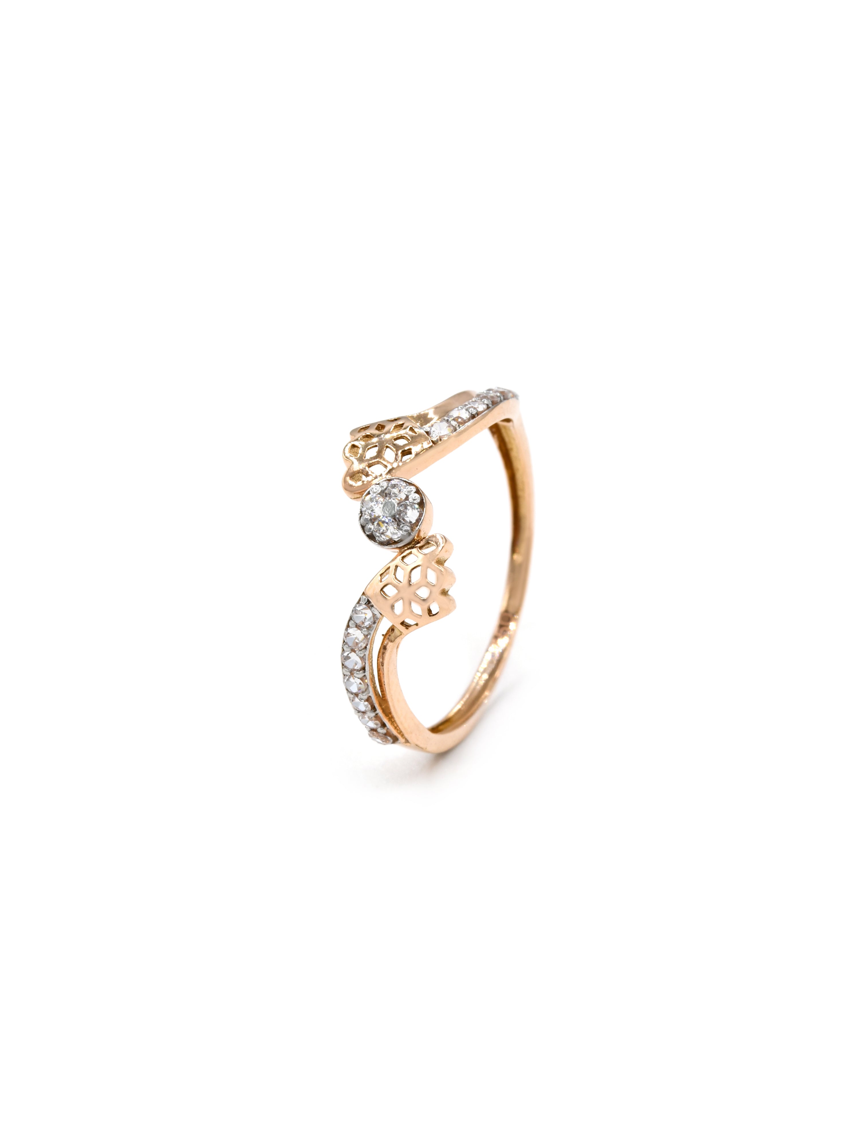 18ct Rose Gold CZ Ladies Ring 1.26 GMS - Roop Darshan