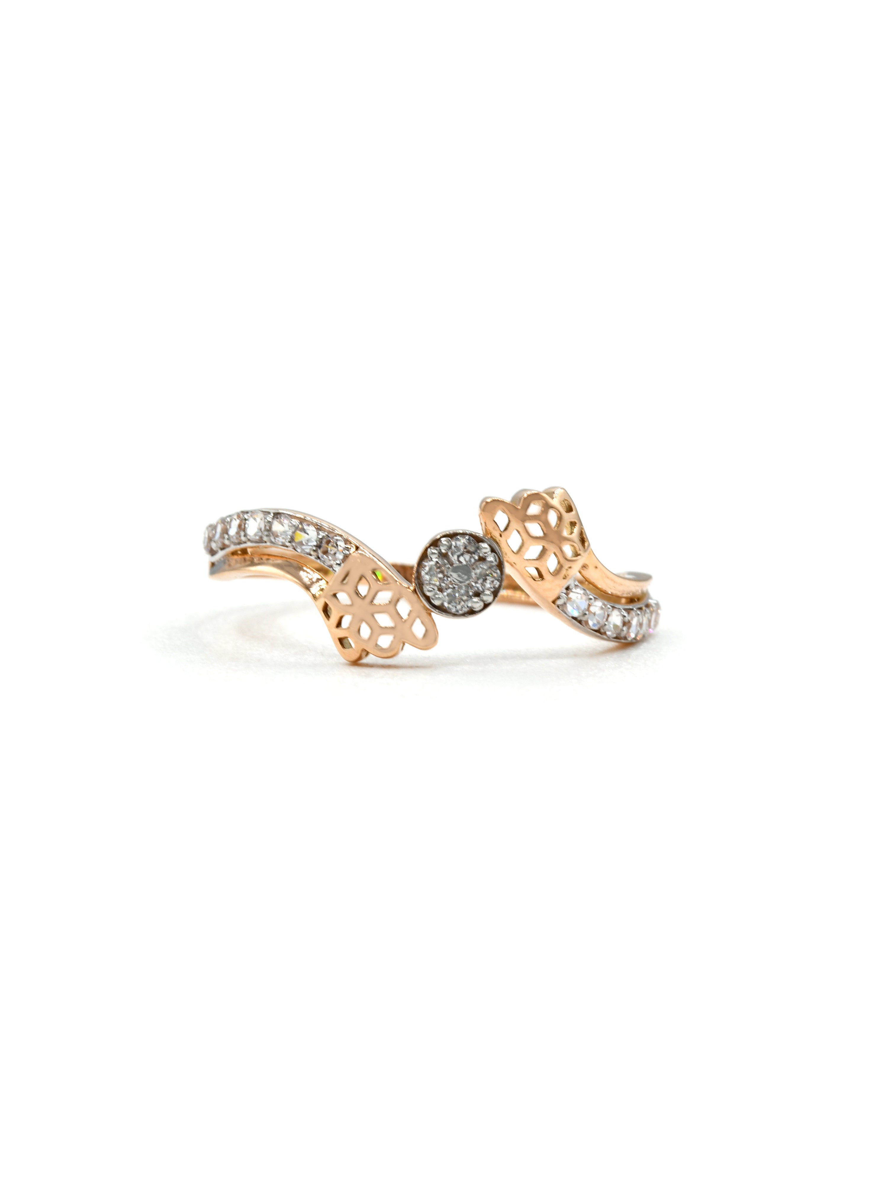 18ct Rose Gold CZ Ladies Ring 1.26 GMS - Roop Darshan