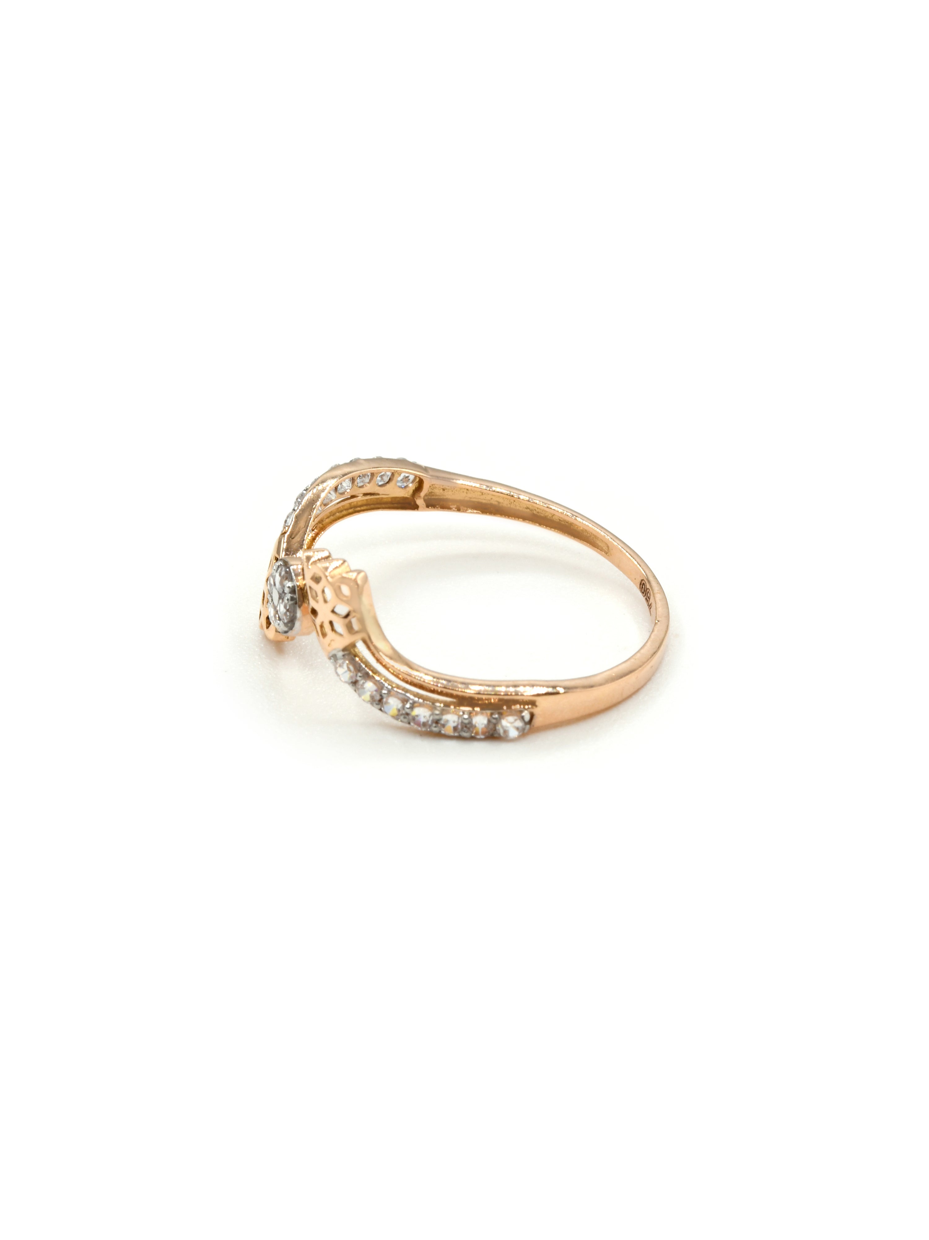18ct Rose Gold CZ Ladies Ring 1.26 GMS - Roop Darshan
