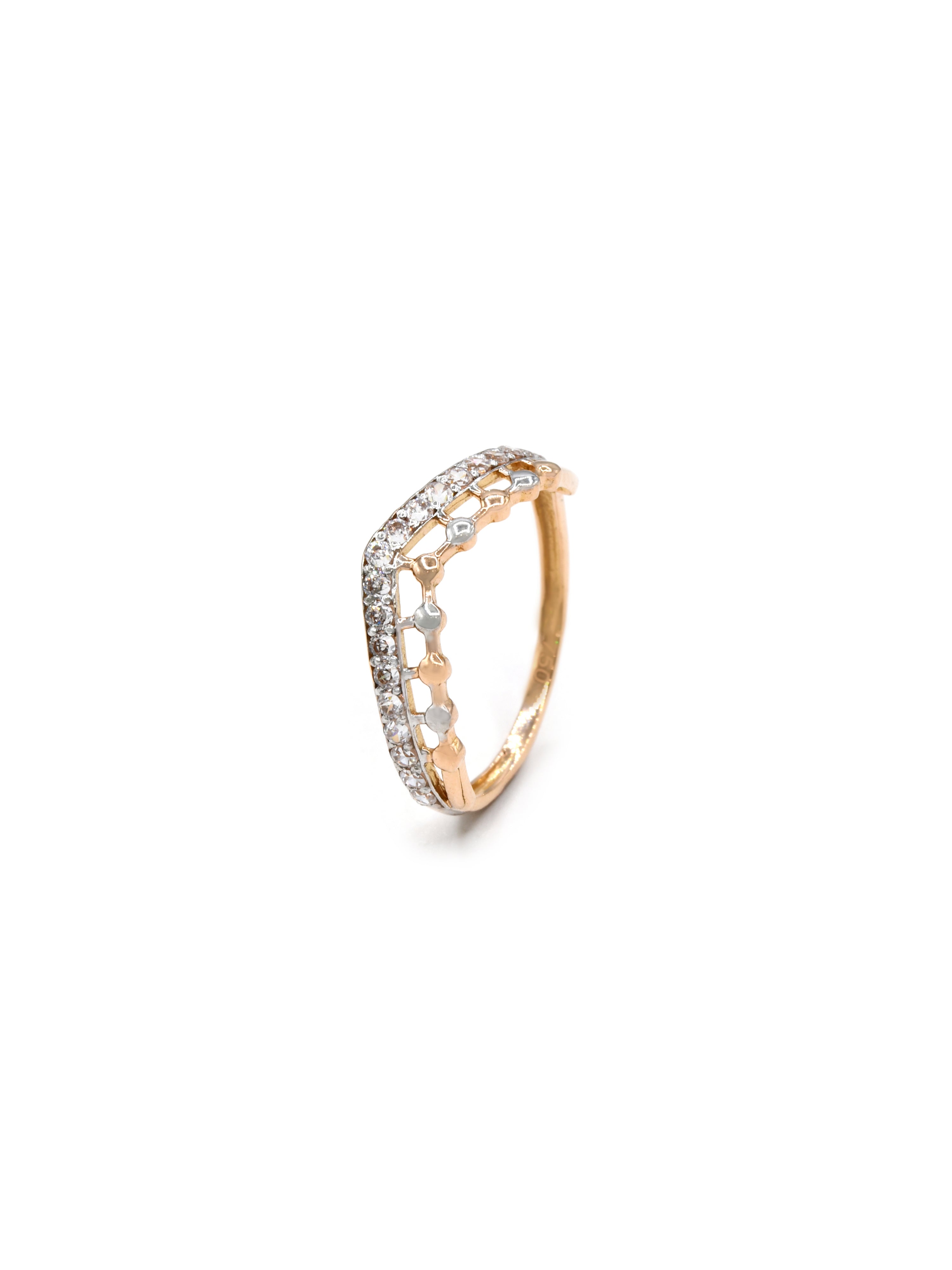 18ct Rose Gold CZ Ladies Ring 1.25 GMS - Roop Darshan