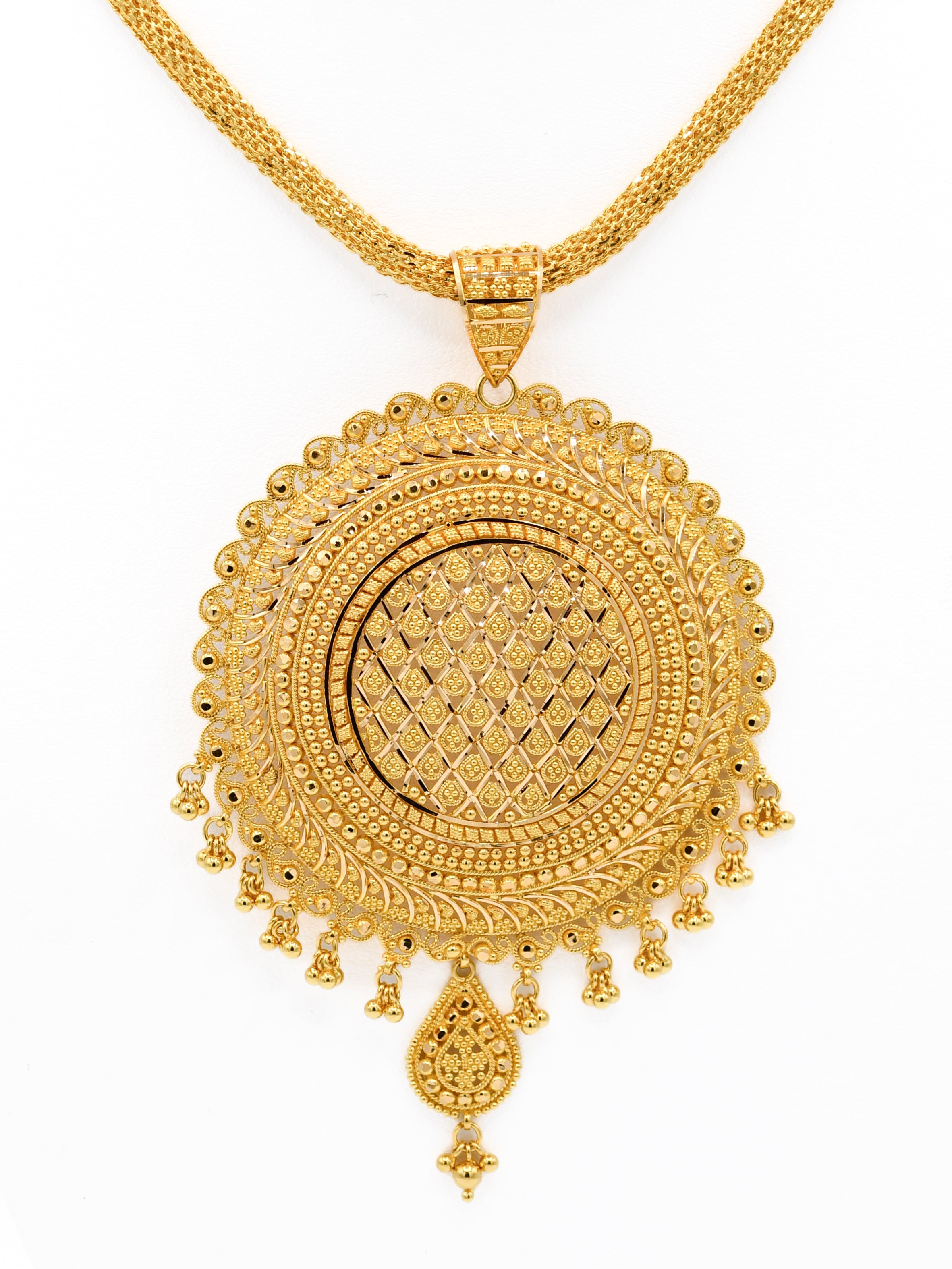 22ct Gold Filigree Round Pendant - Roop Darshan