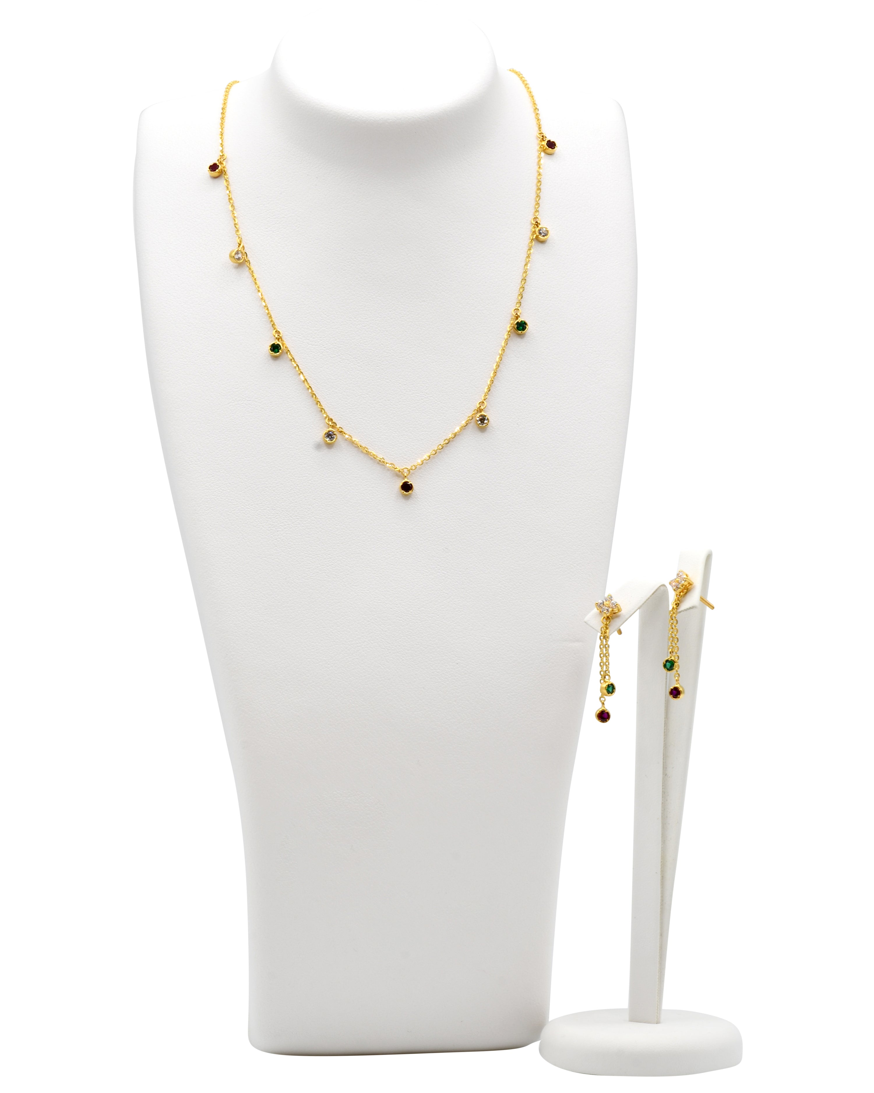 22ct Gold CZ Necklace Set 9.49 GMS - Roop Darshan