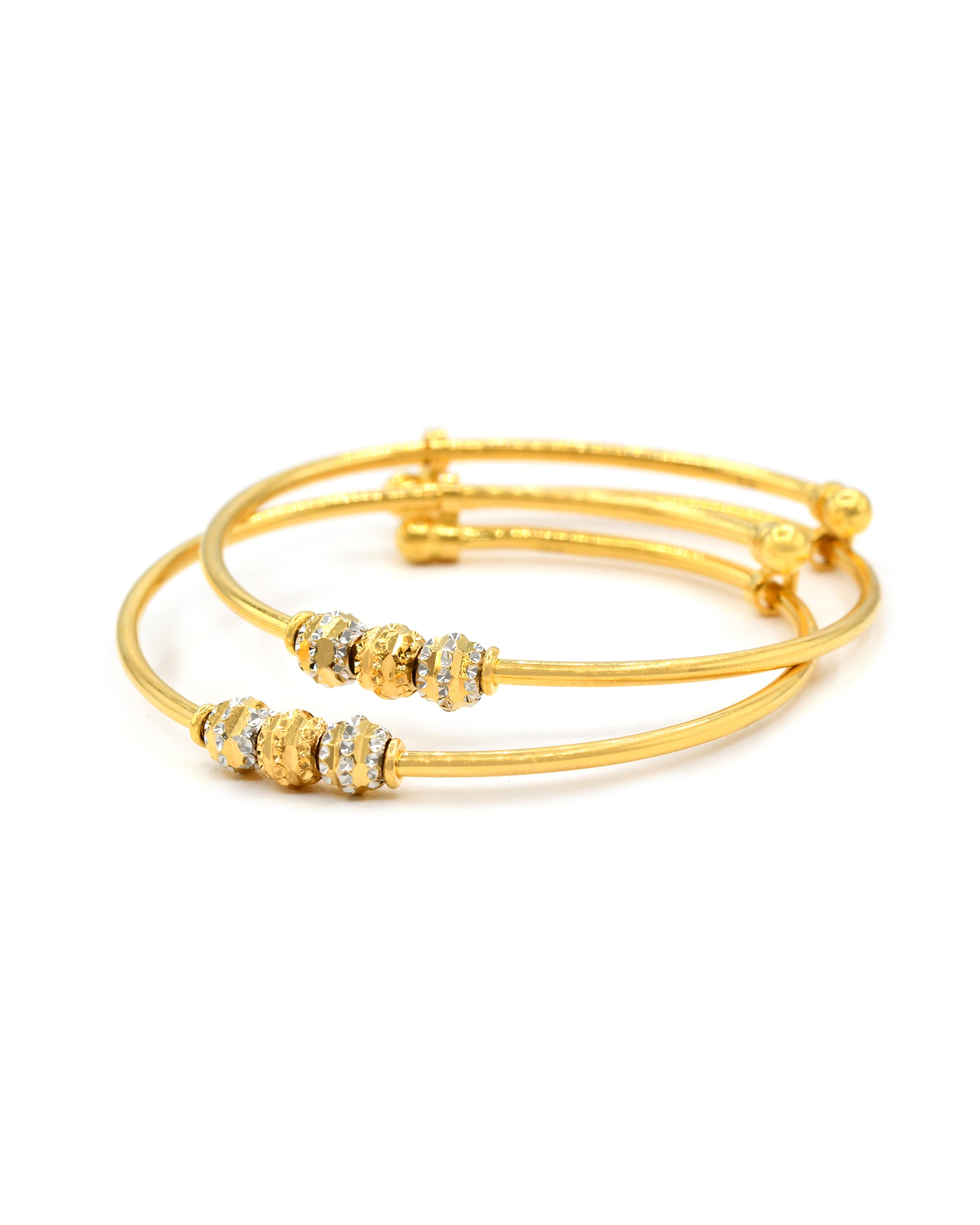 22ct Gold Ball 2 Piece Adjustable Baby Bangle 5.74 GMS - Roop Darshan