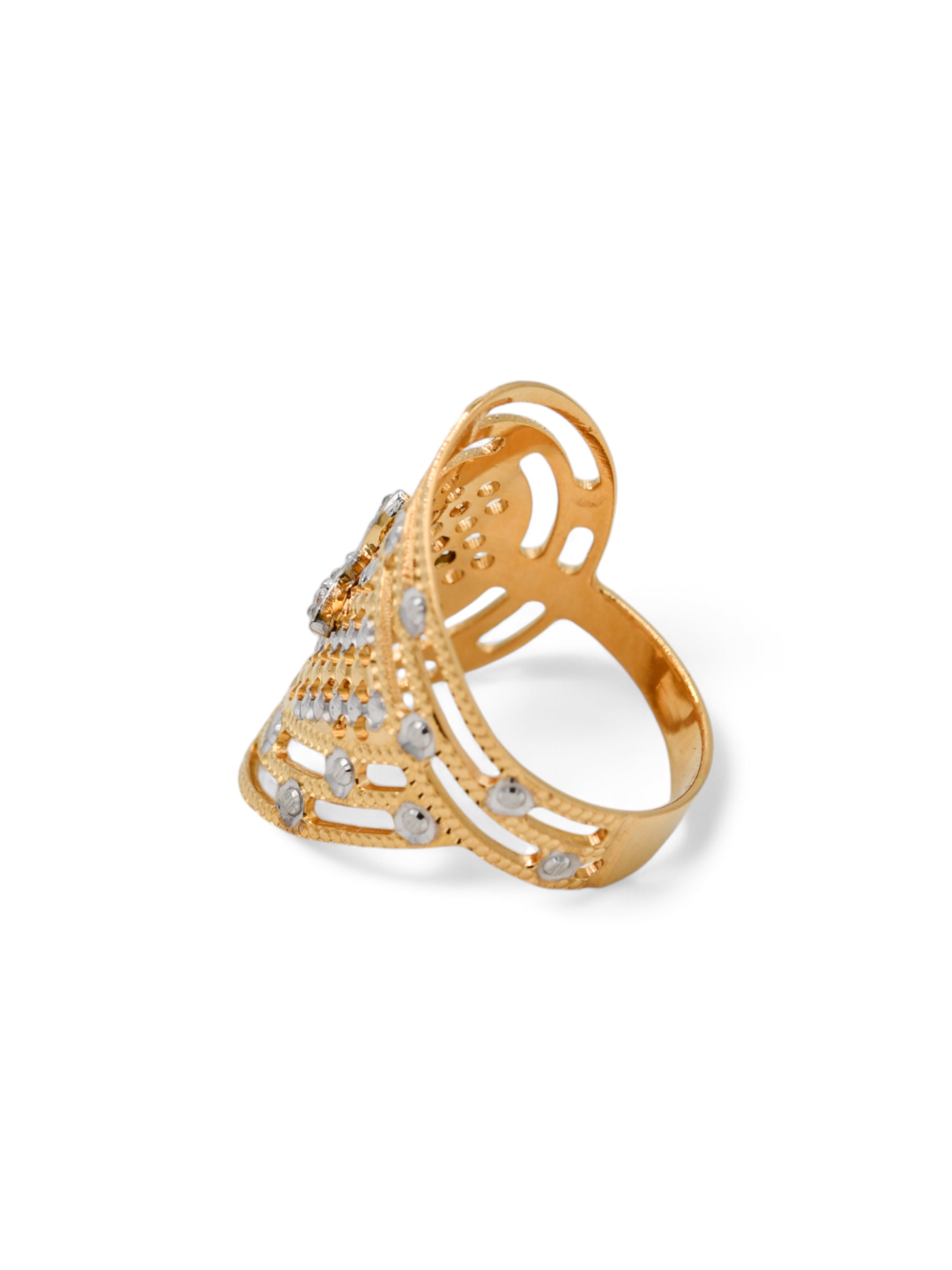 22ct Gold CZ Two Tone Ladies Ring - Roop Darshan