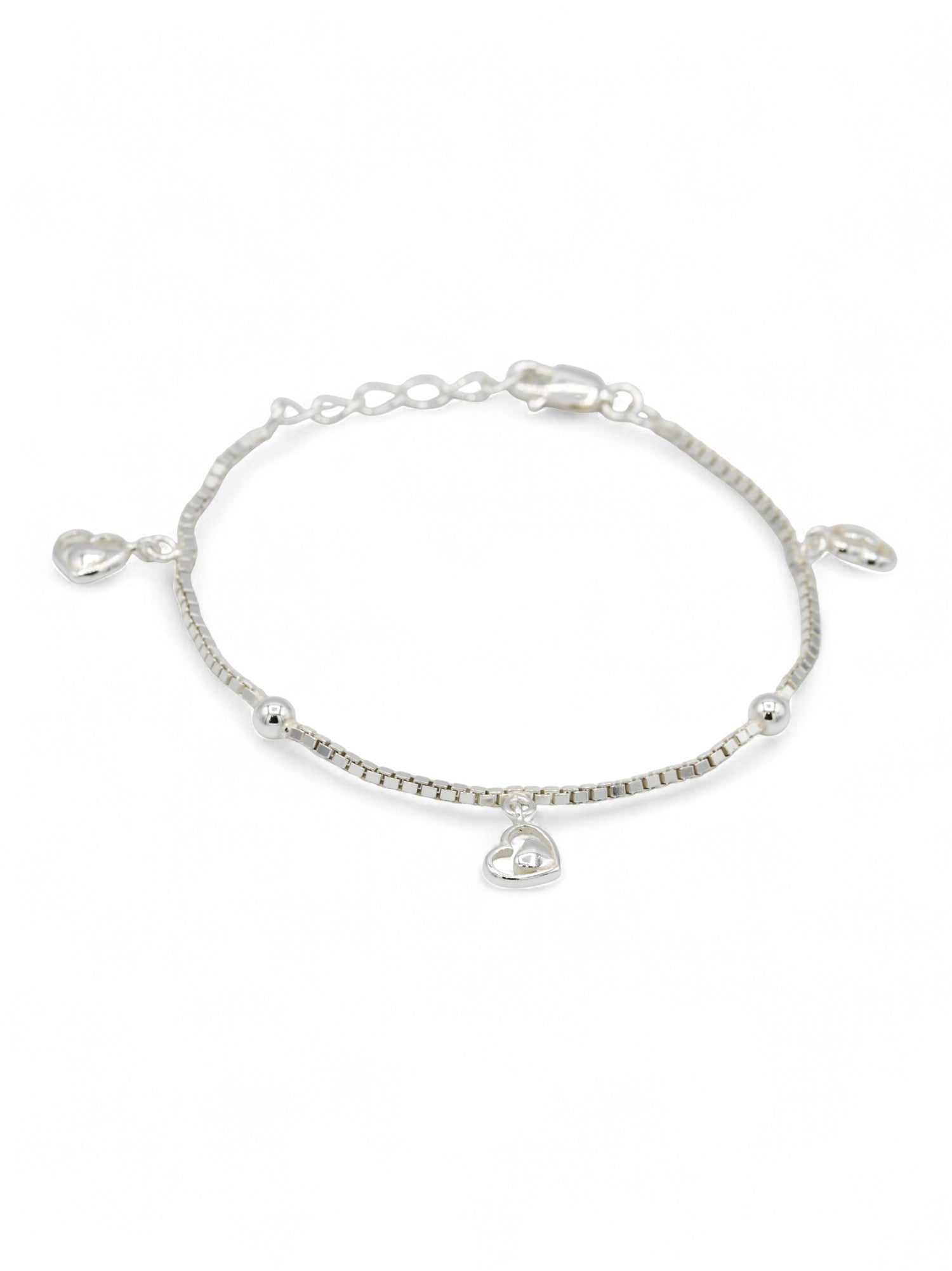 925 Sterling Silver Heart Charms Bracelet
