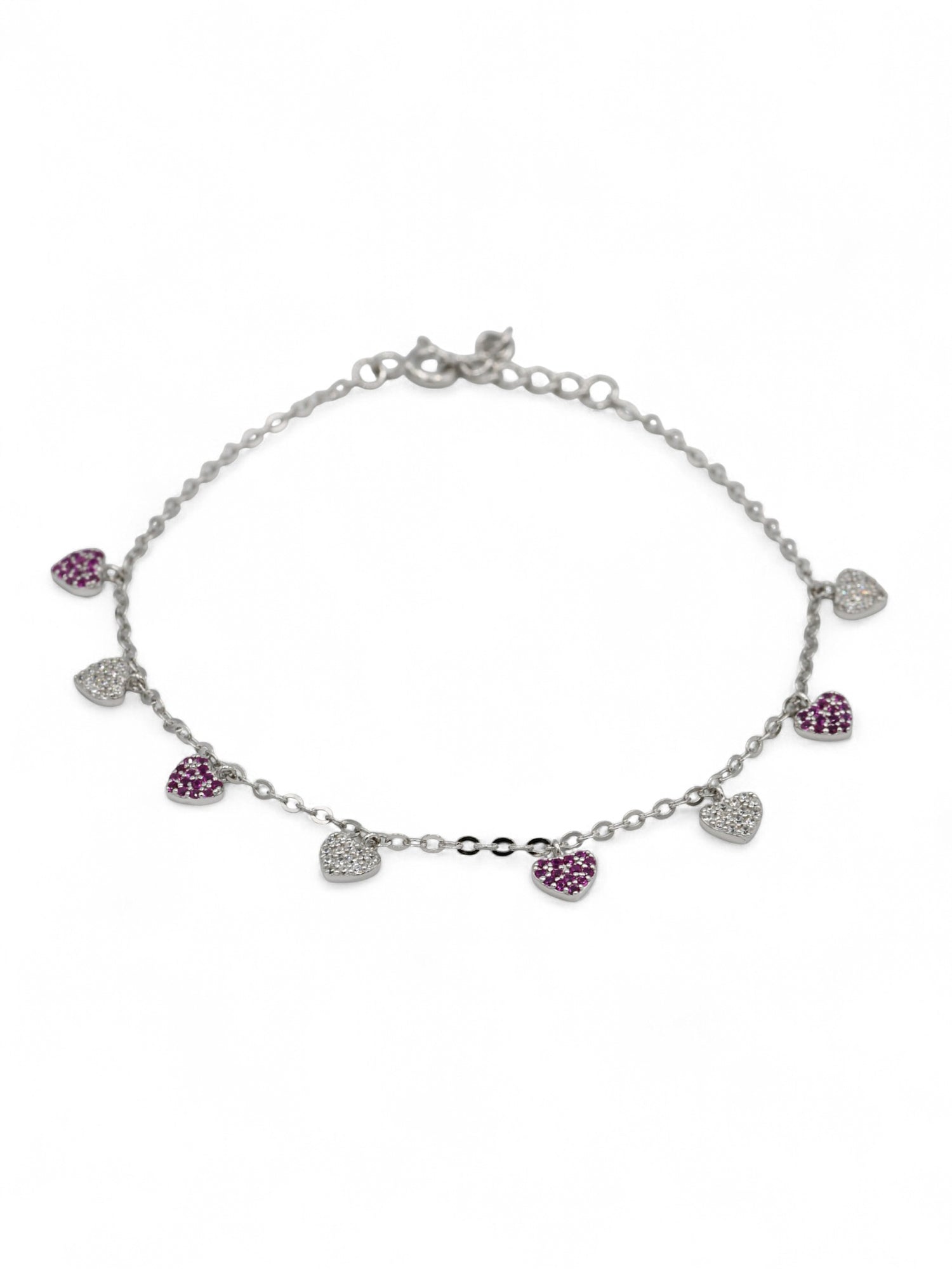 925 Sterling Silver CZ Charms Ladies Bracelet
