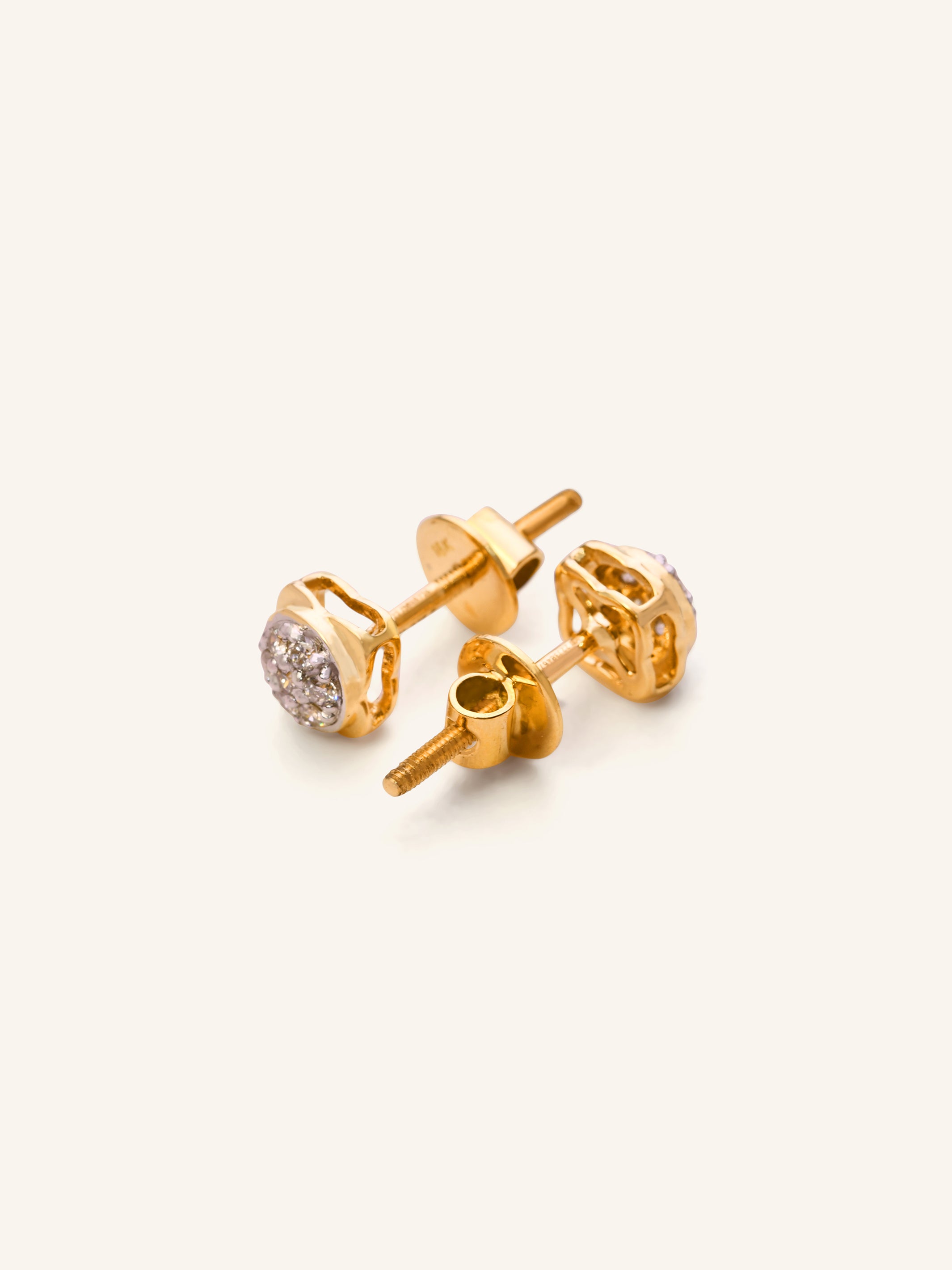 18ct Gold Diamond Stud Earrings - Roop Darshan