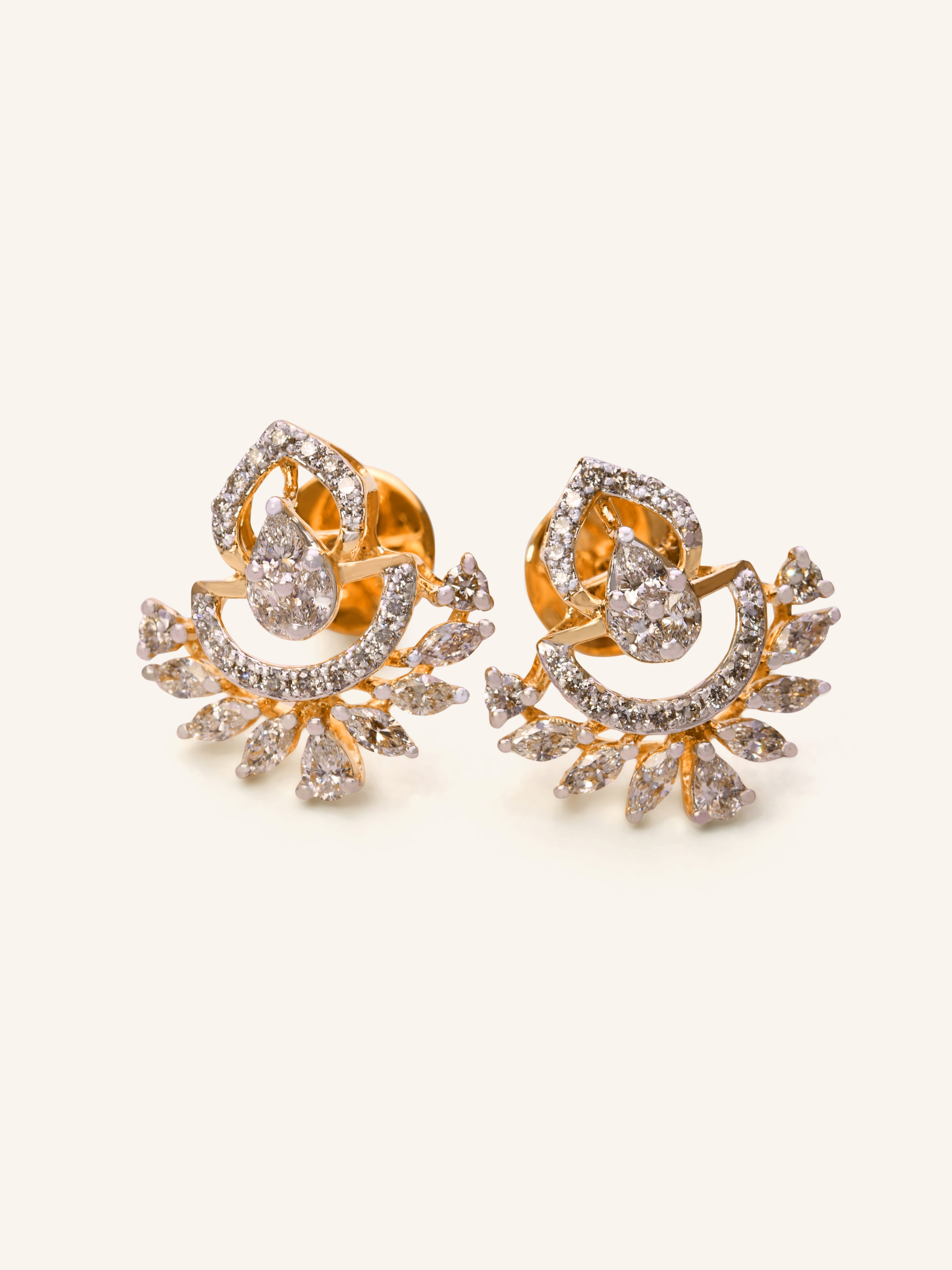 18ct Gold Diamond Stud Earrings - Roop Darshan