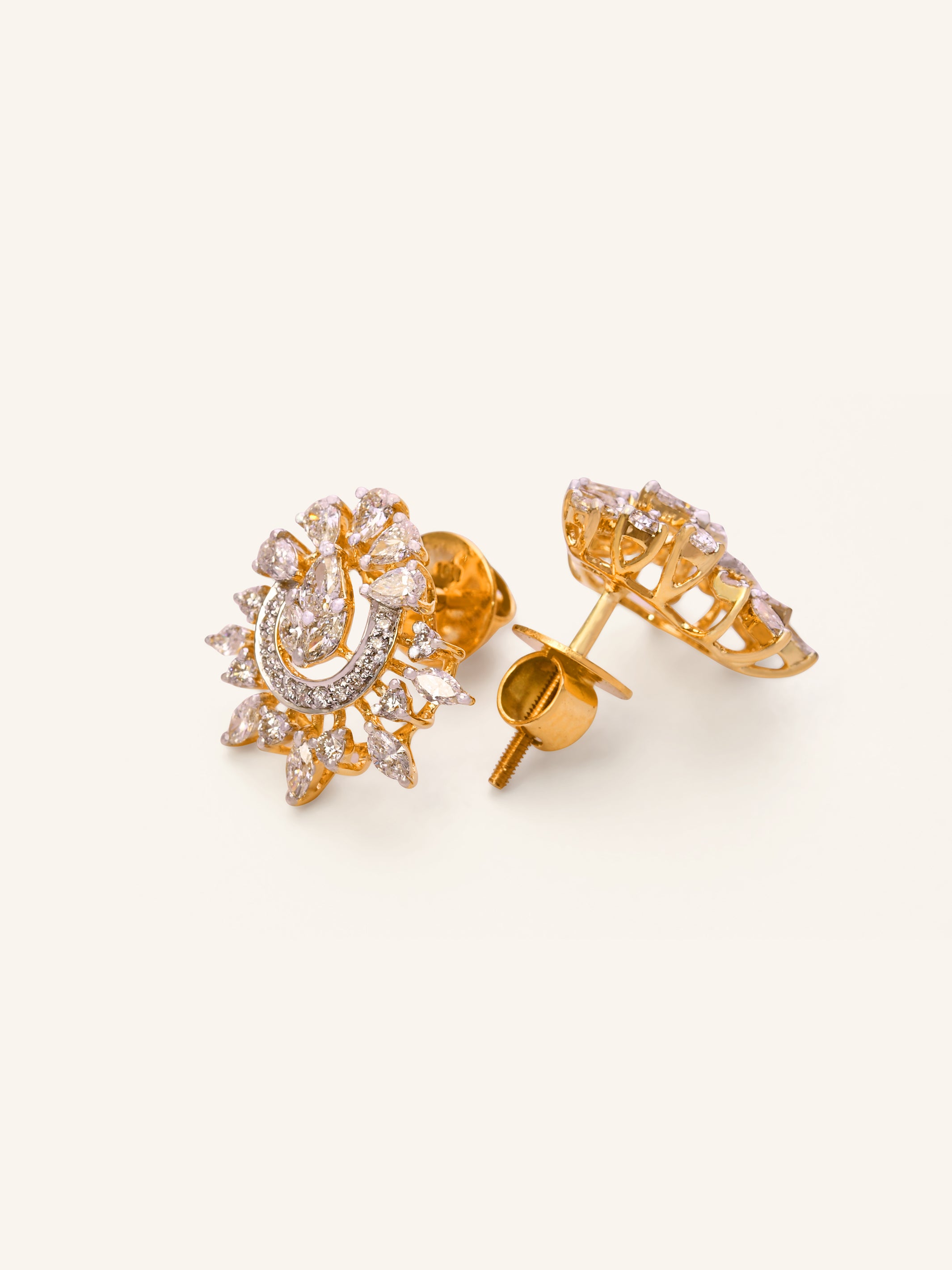 18ct Gold Diamond Stud Earrings - Roop Darshan