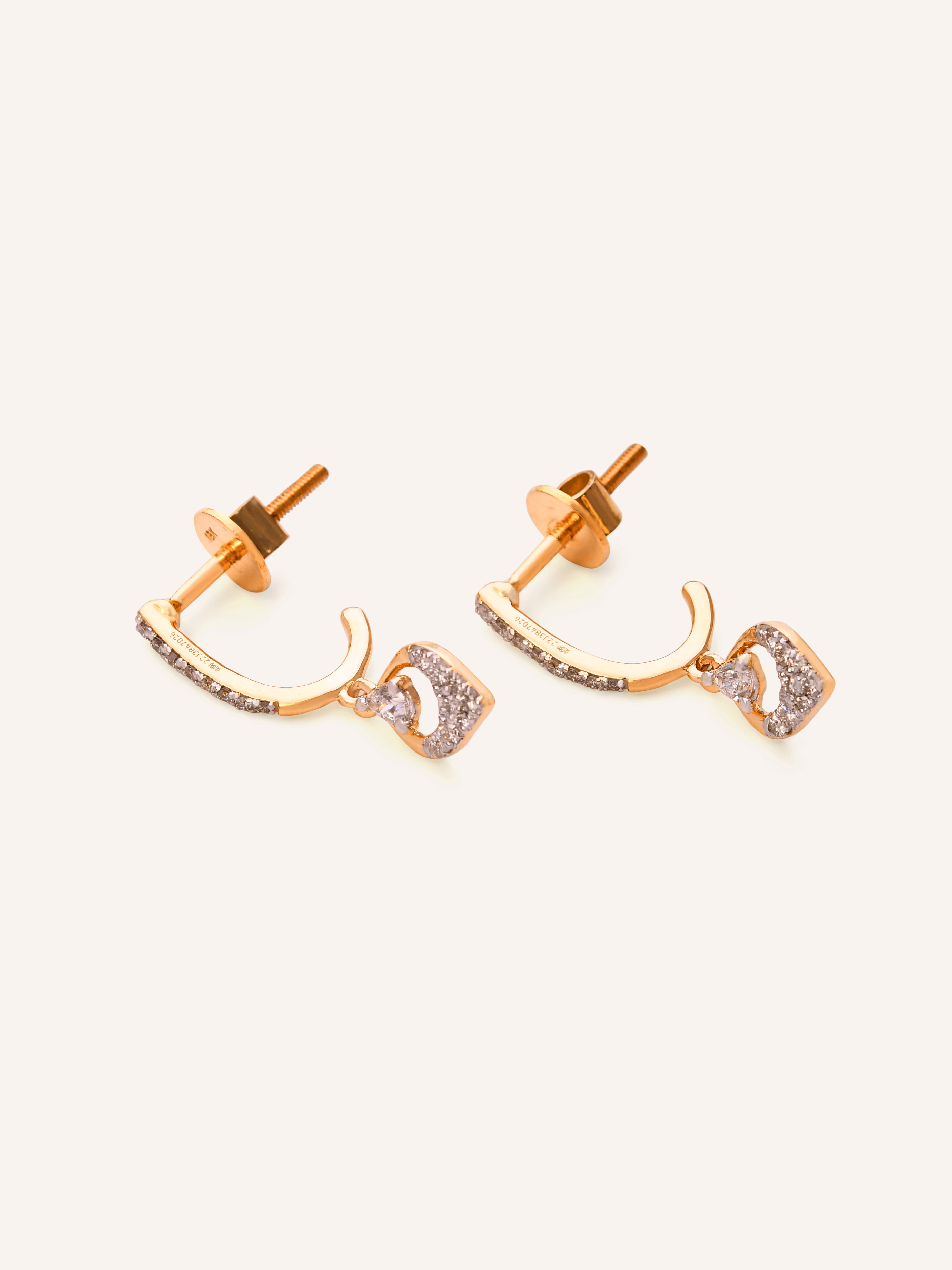 18ct Gold Diamond Hanging Earring - Roop Darshan