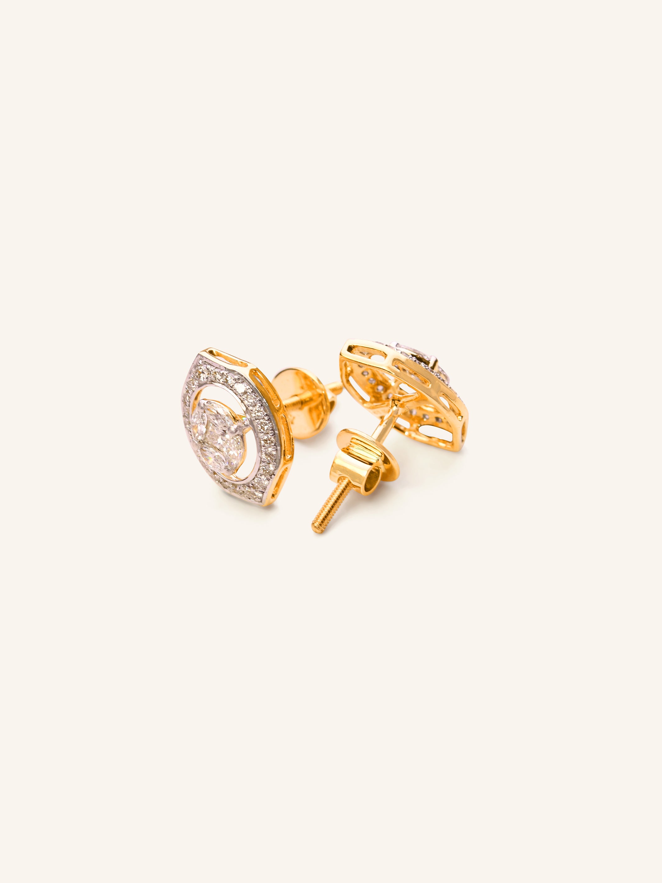 18ct Gold Diamond Stud Earrings - Roop Darshan