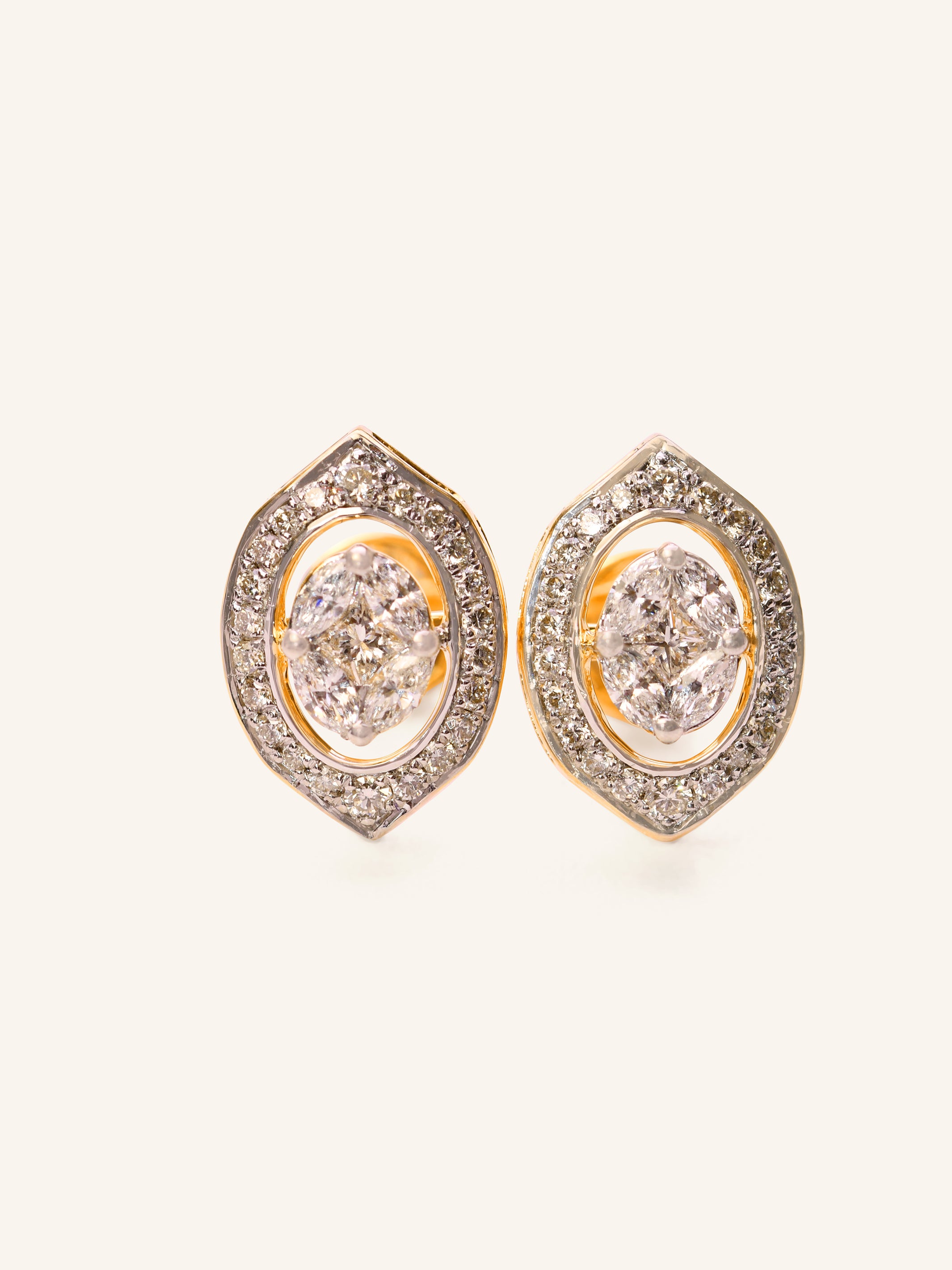 18ct Gold Diamond Stud Earrings - Roop Darshan