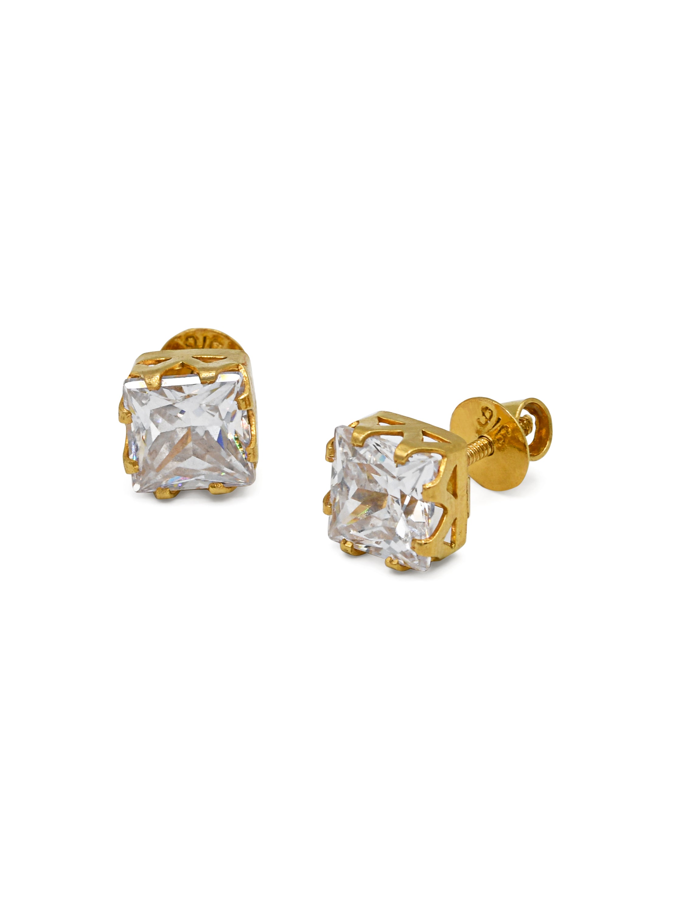 22ct Gold CZ Stud Earrings - Roop Darshan