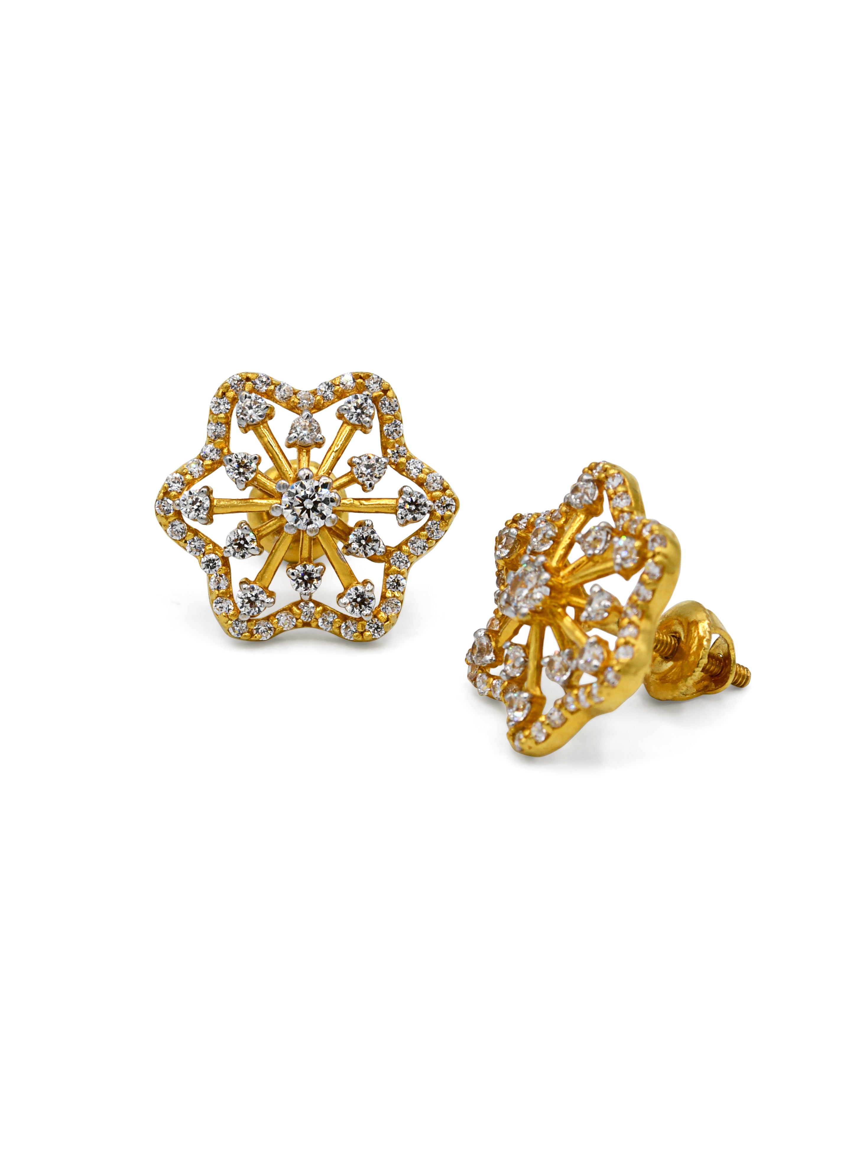 22ct Gold CZ Stud Earrings - Roop Darshan