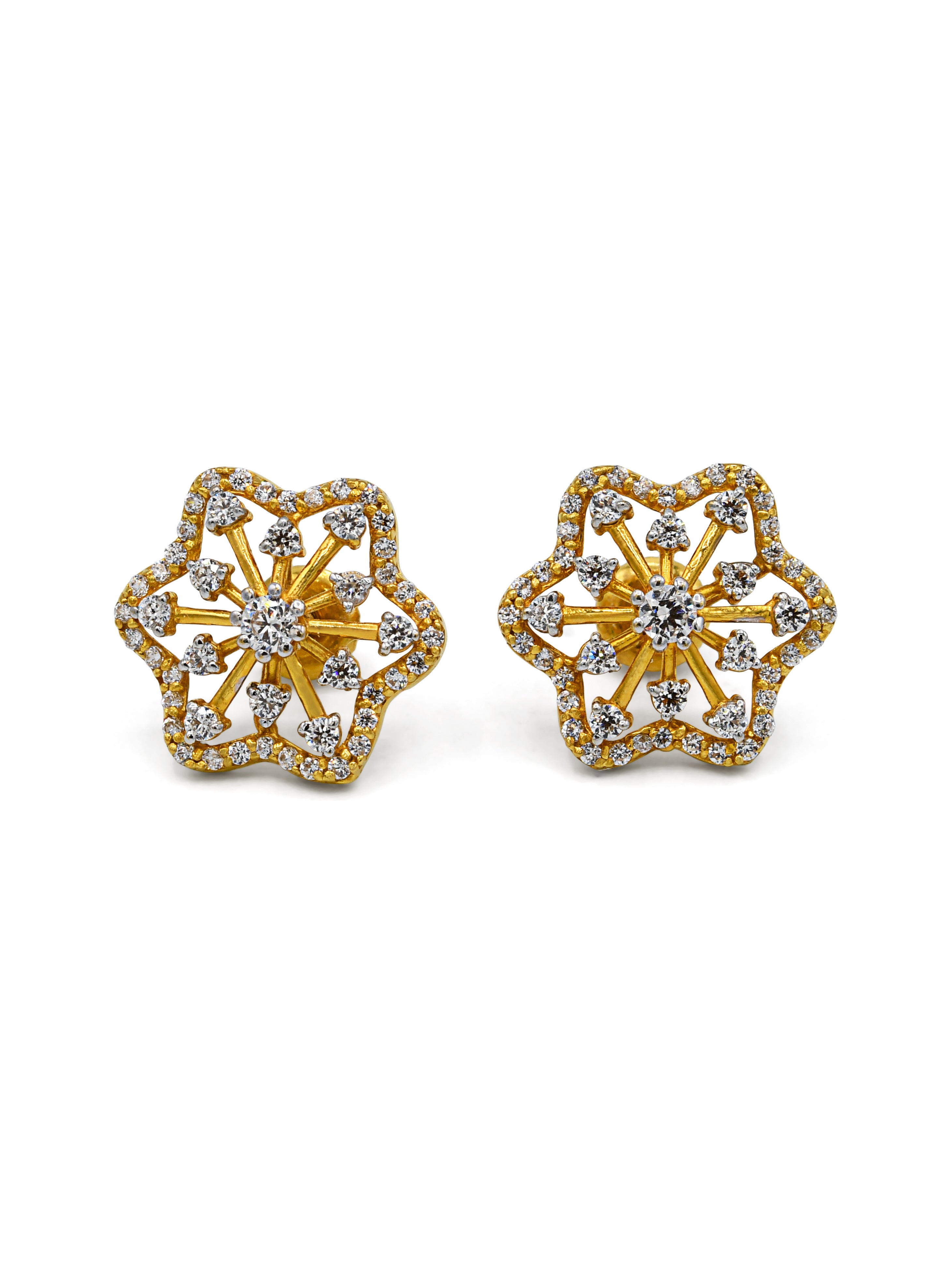 22ct Gold CZ Stud Earrings - Roop Darshan