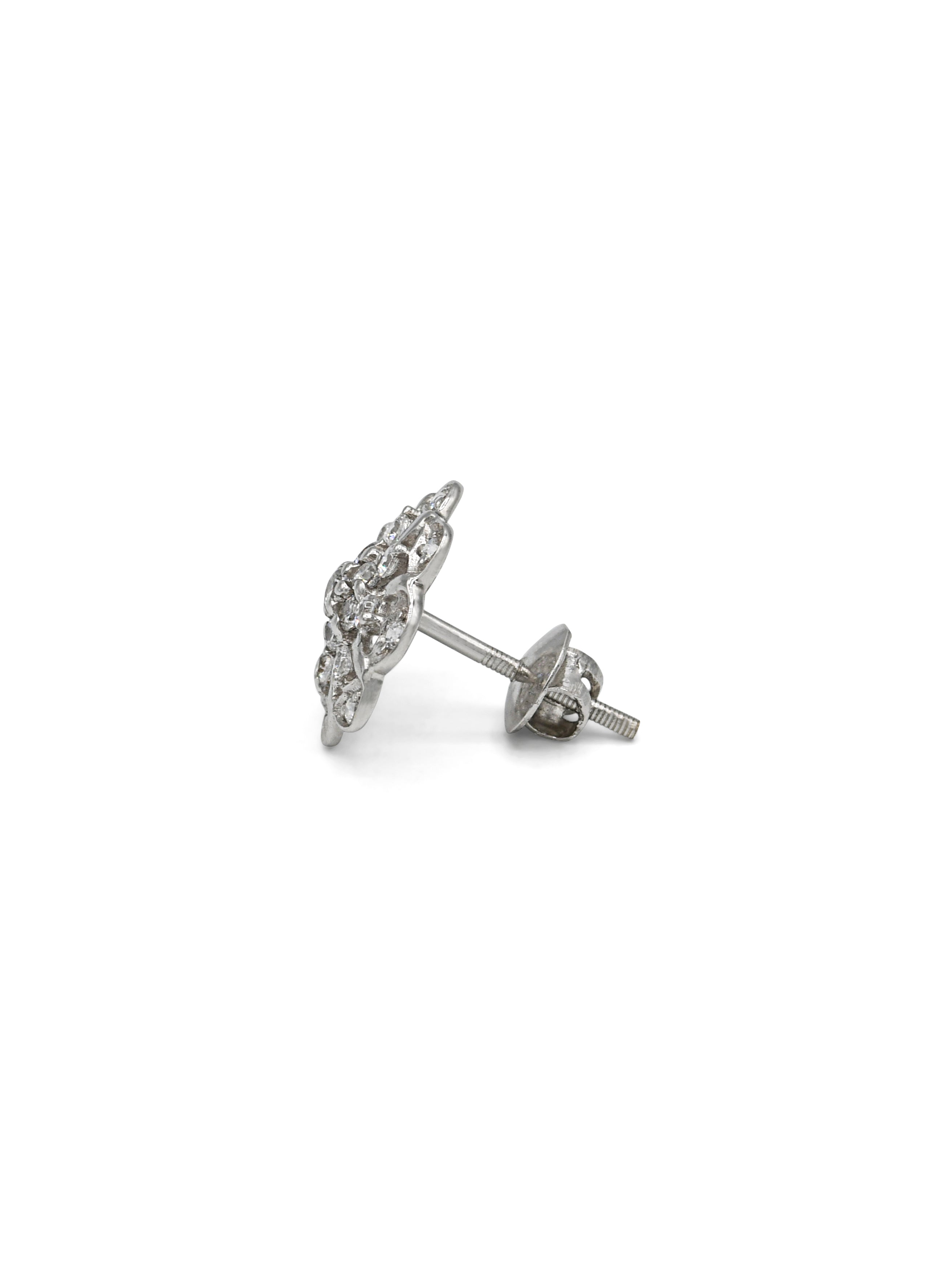 18ct Full White Gold CZ Stud Earrings - Roop Darshan