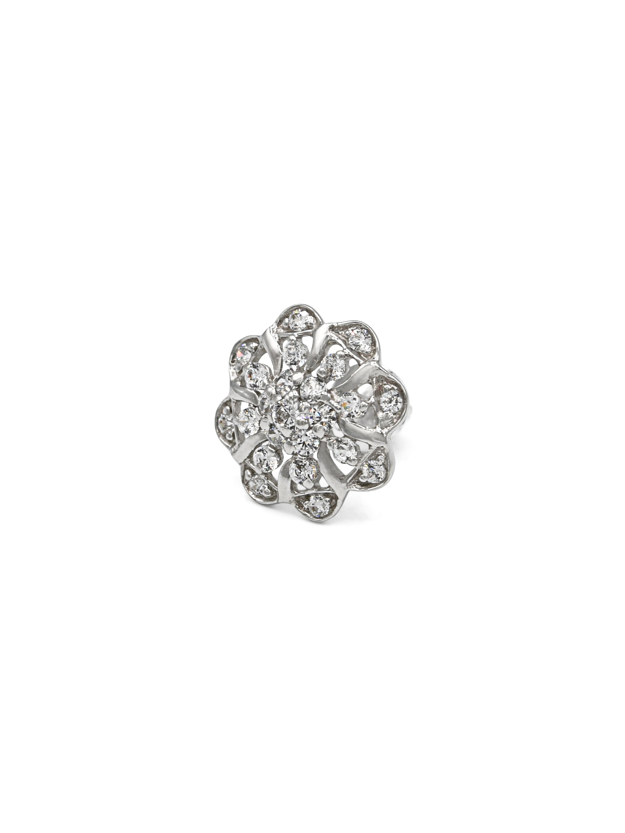 18ct Full White Gold CZ Stud Earrings - Roop Darshan
